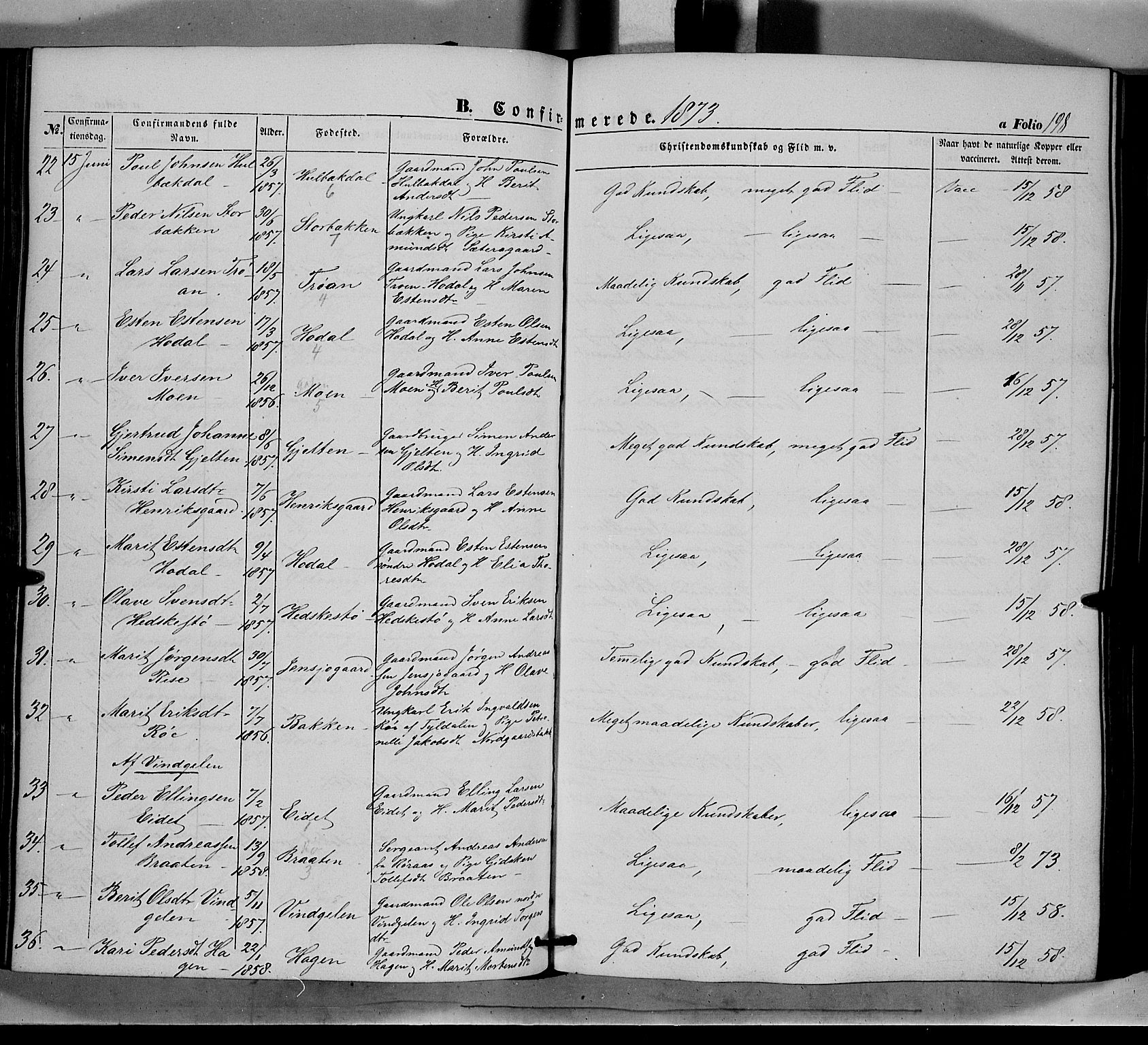 Tolga prestekontor, AV/SAH-PREST-062/K/L0006: Parish register (official) no. 6, 1852-1876, p. 198