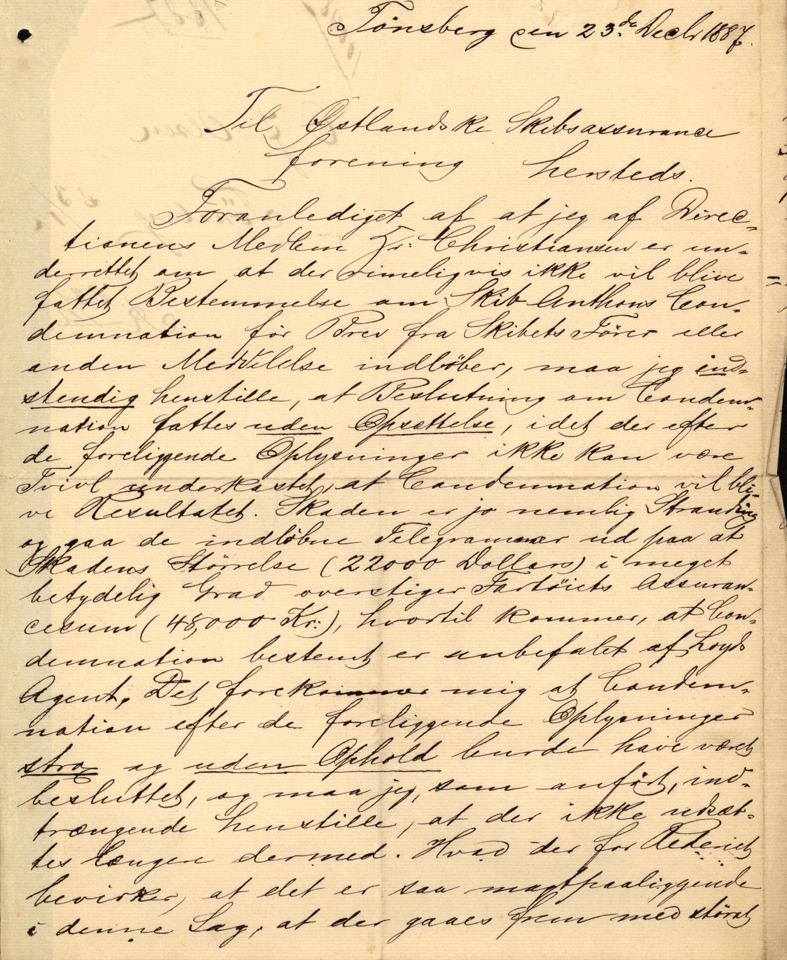 Pa 63 - Østlandske skibsassuranceforening, VEMU/A-1079/G/Ga/L0020/0003: Havaridokumenter / Anton, Diamant, Templar, Finn, Eliezer, Arctic, 1887, p. 24