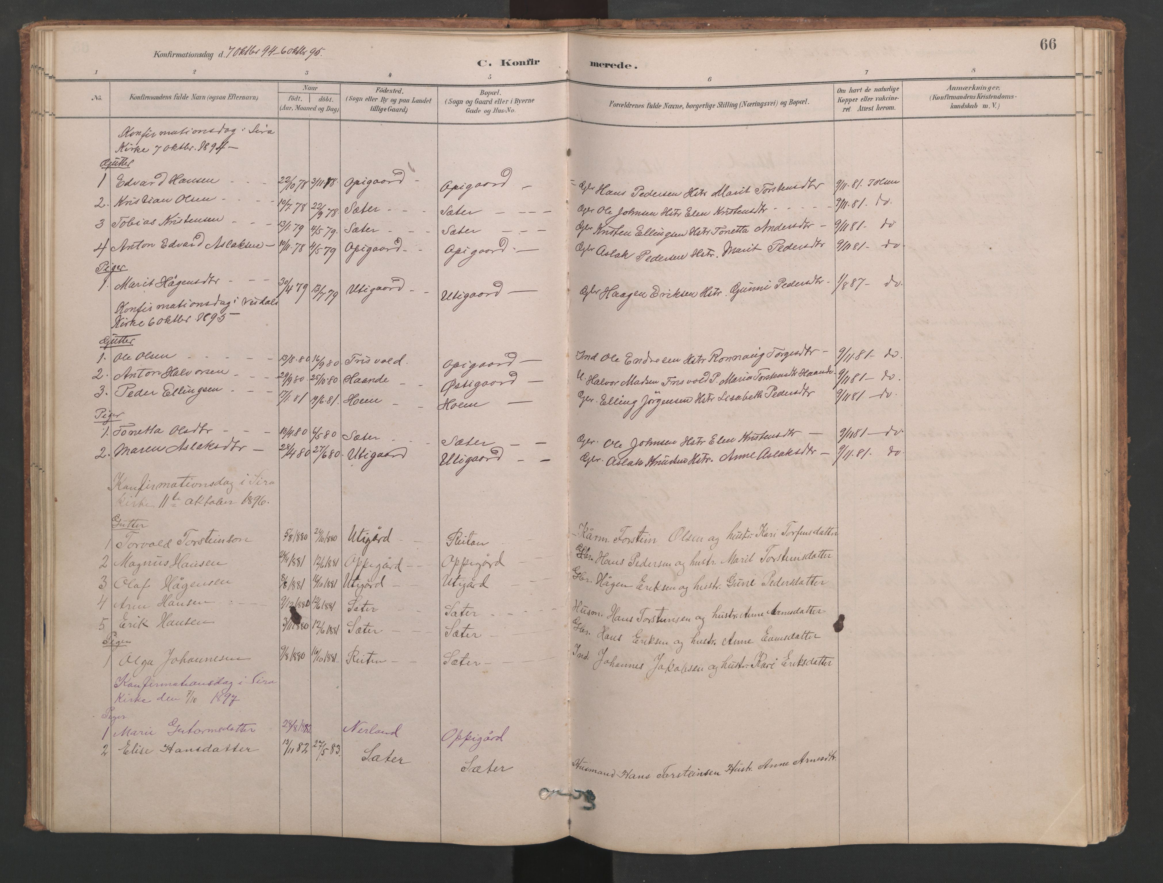 Ministerialprotokoller, klokkerbøker og fødselsregistre - Møre og Romsdal, AV/SAT-A-1454/553/L0642: Parish register (copy) no. 553C01, 1880-1968, p. 66