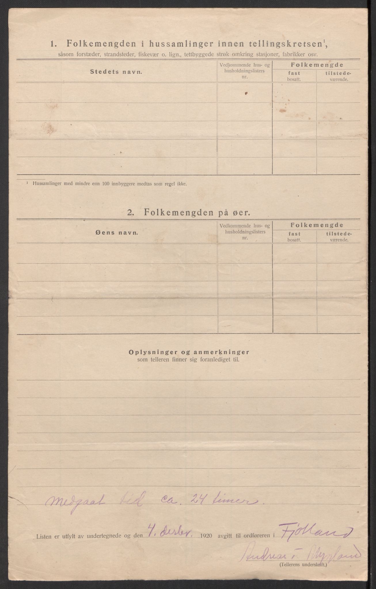 SAK, 1920 census for Fjotland, 1920, p. 30