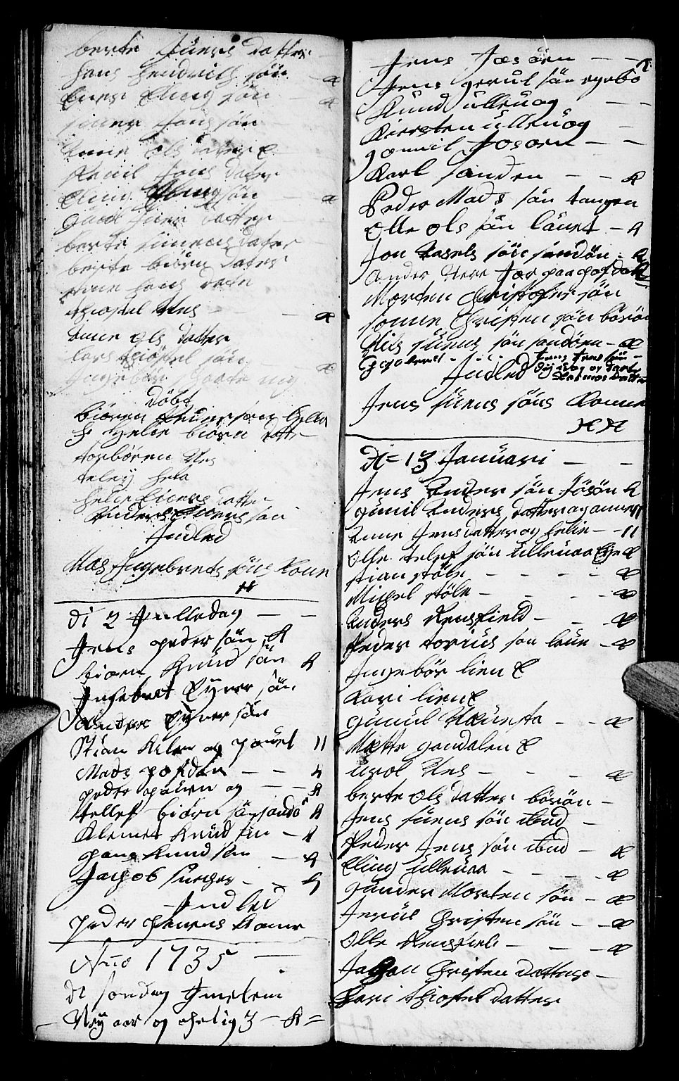 Dypvåg sokneprestkontor, AV/SAK-1111-0007/F/Fb/Fba/L0005: Parish register (copy) no. B 5, 1732-1746, p. 43