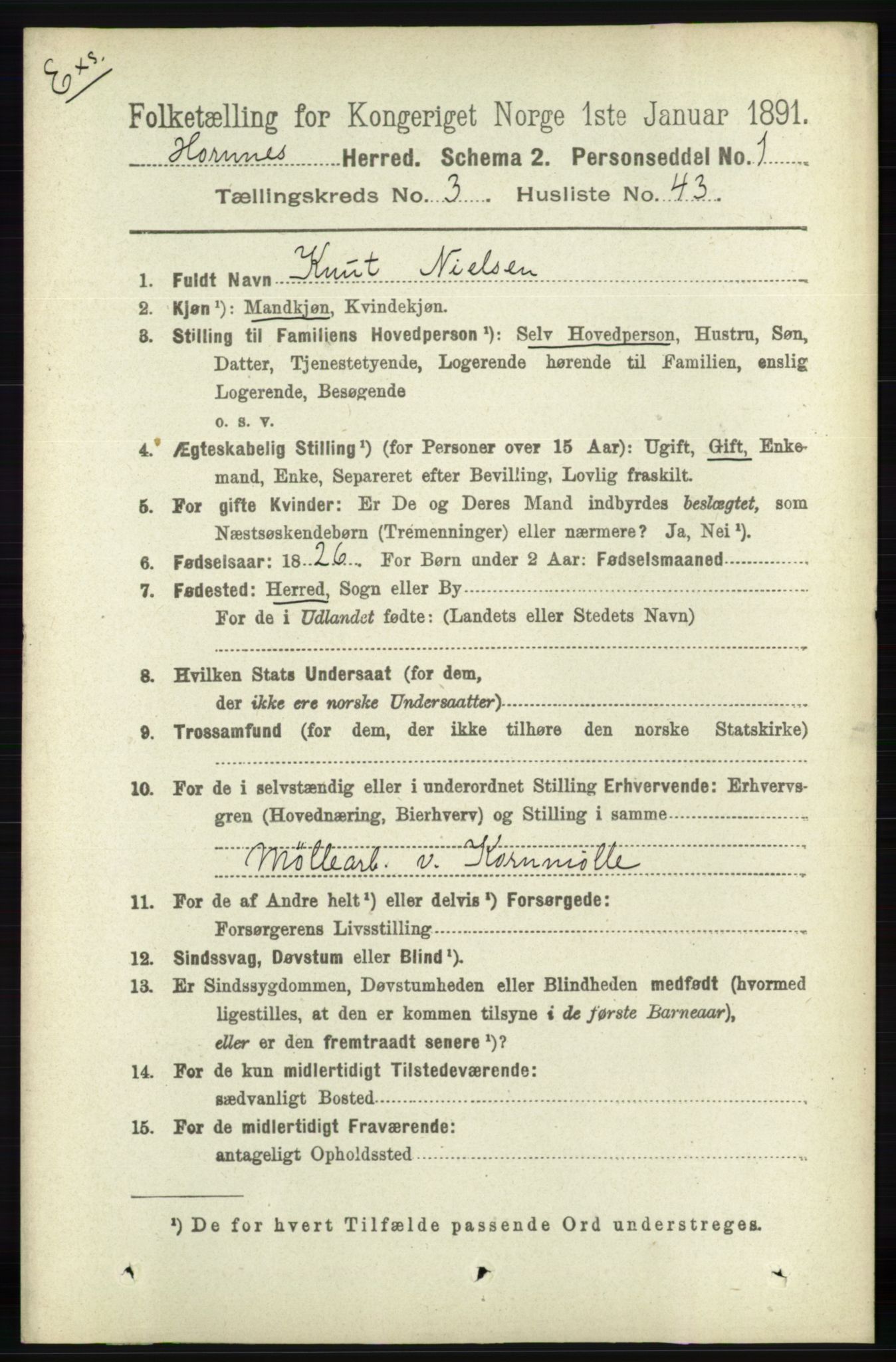 RA, Census 1891 for Nedenes amt: Gjenparter av personsedler for beslektede ektefeller, menn, 1891, p. 975