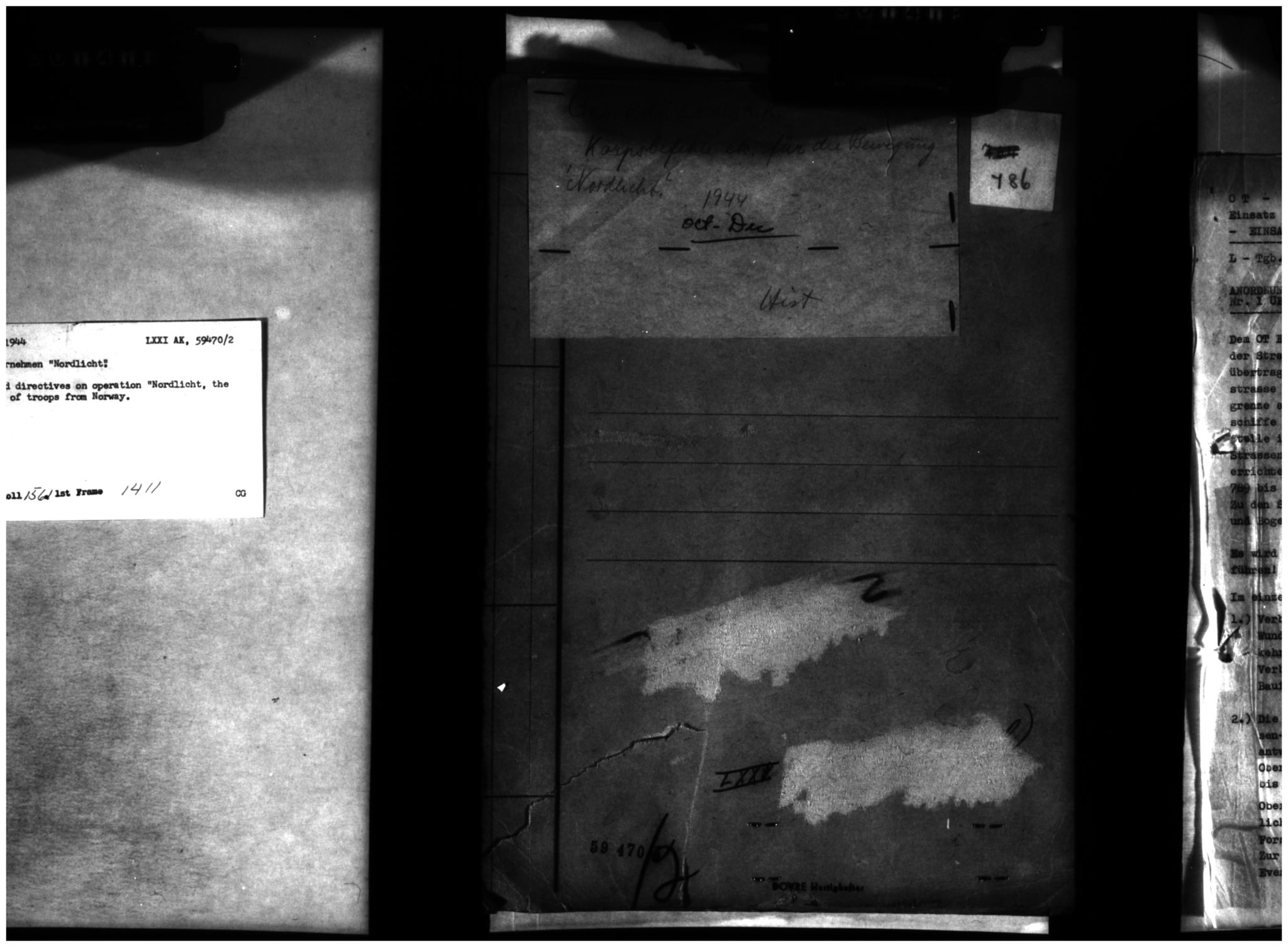 Mikrofilmer (kopier). Captured German Records, VAMU/A-0050/0045 / T-314, rull 1561. Ia Unternehmen "Nordlicht", 1944