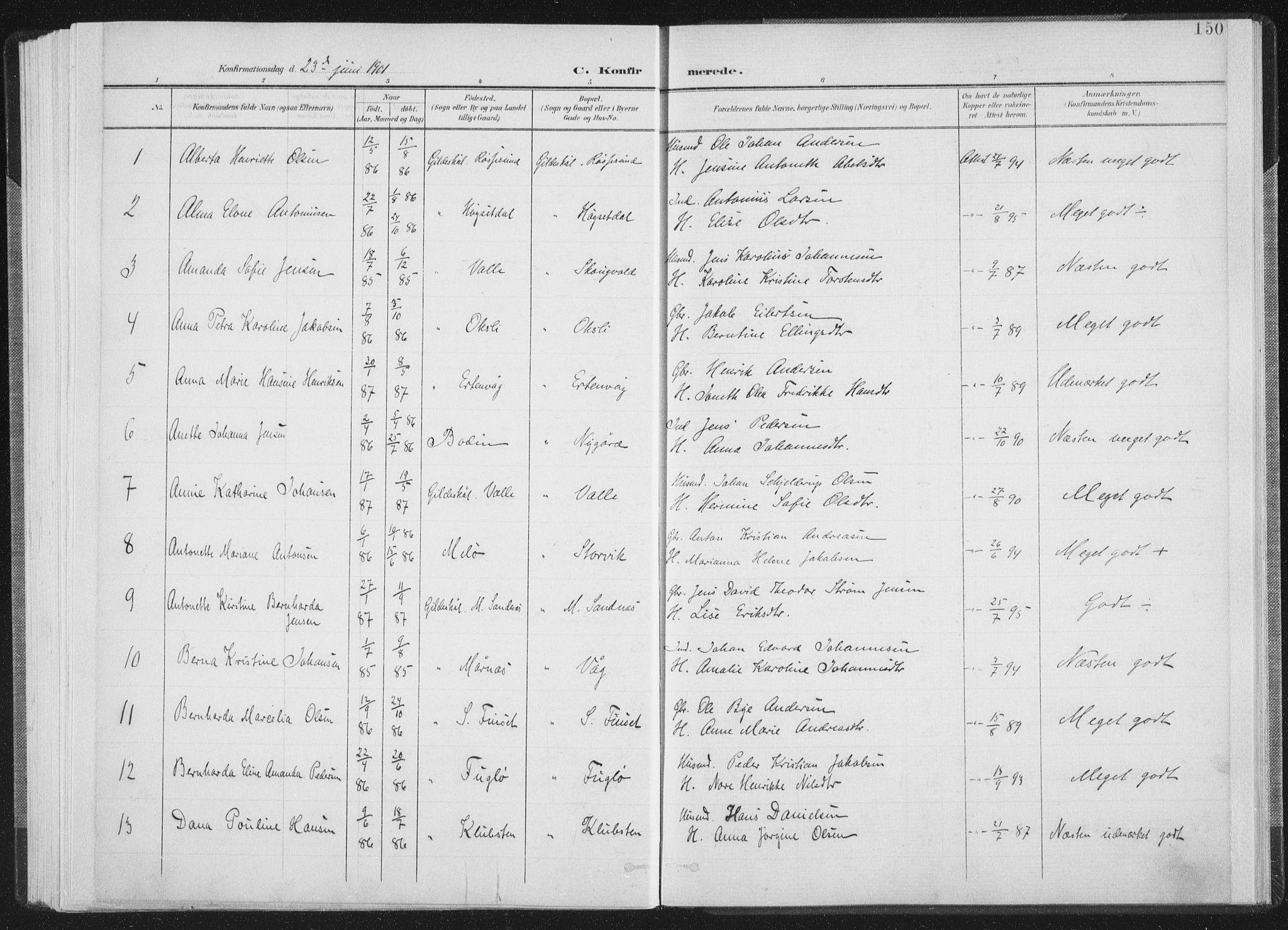 Ministerialprotokoller, klokkerbøker og fødselsregistre - Nordland, AV/SAT-A-1459/805/L0102: Parish register (official) no. 805A08I, 1900-1909, p. 150