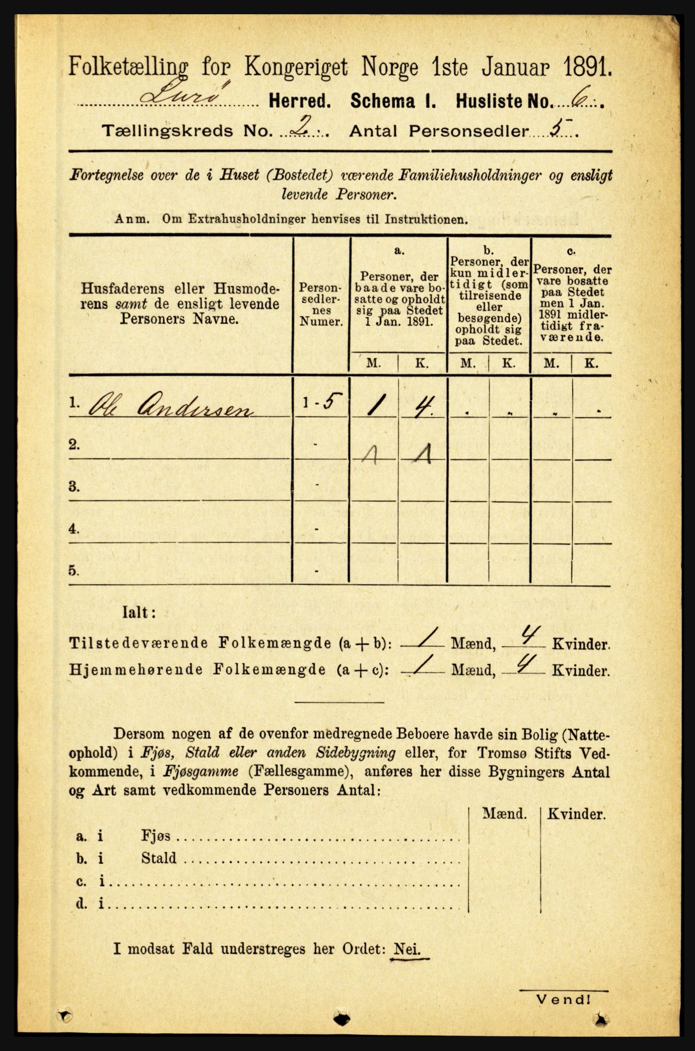 RA, 1891 census for 1834 Lurøy, 1891, p. 662