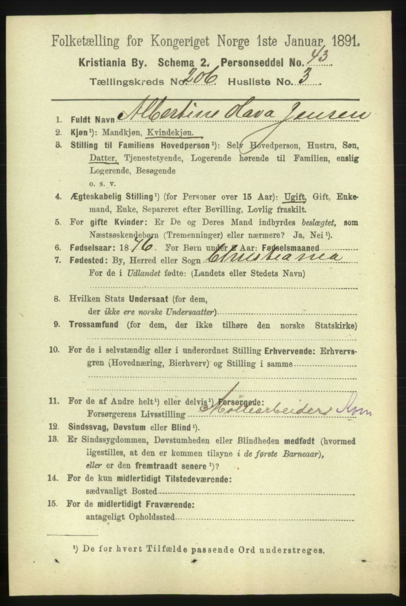 RA, 1891 census for 0301 Kristiania, 1891, p. 123959