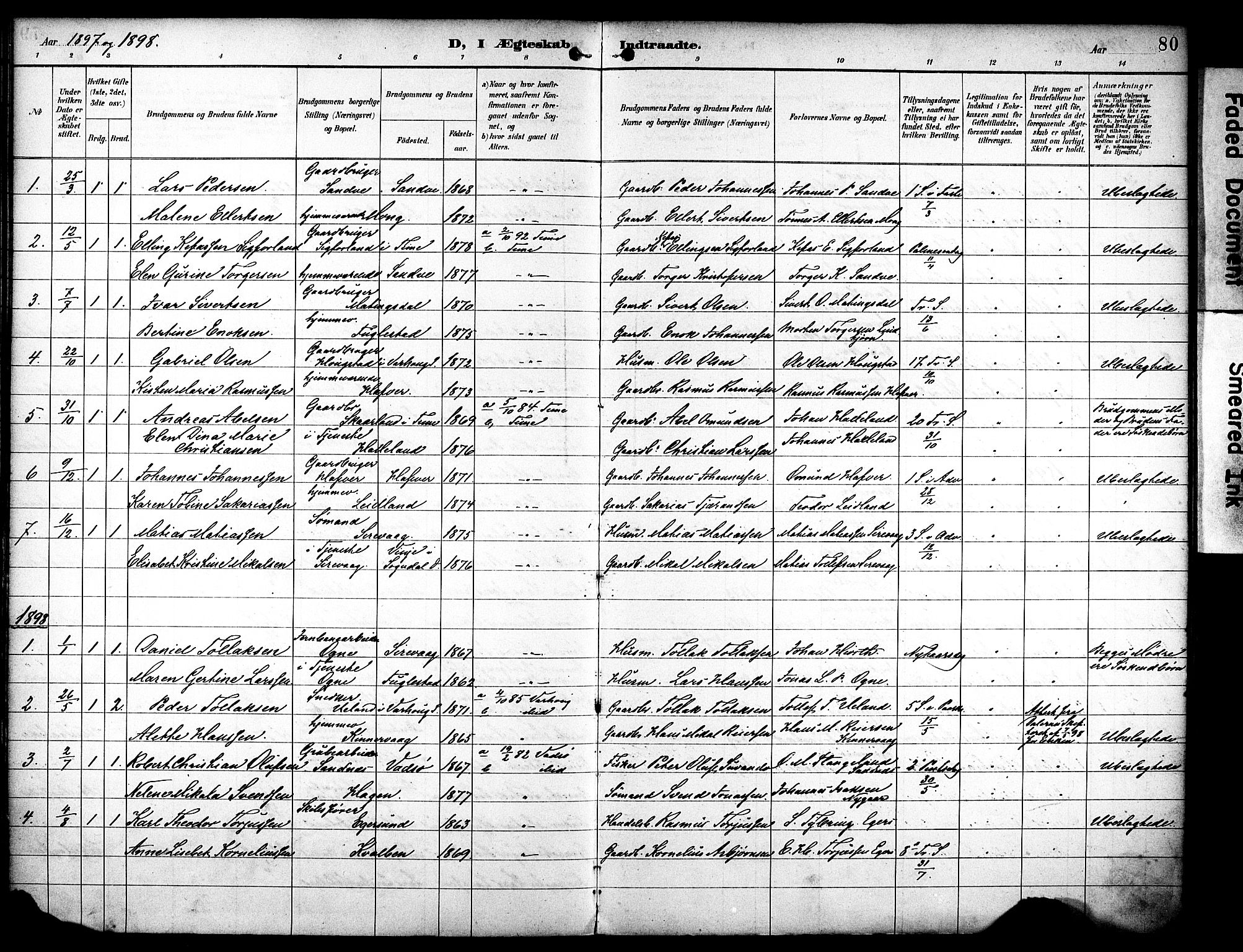 Eigersund sokneprestkontor, AV/SAST-A-101807/S08/L0020: Parish register (official) no. A 19, 1893-1910, p. 80