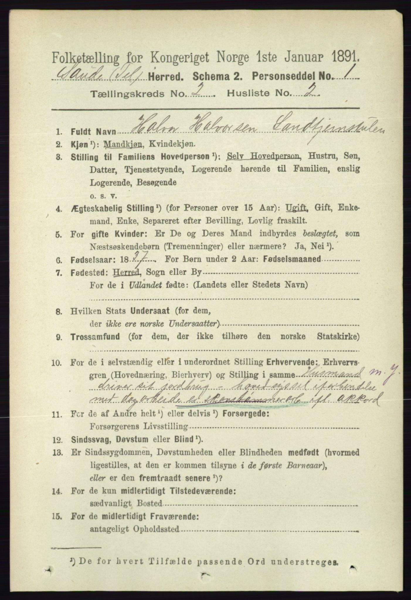 RA, 1891 census for 0822 Sauherad, 1891, p. 456