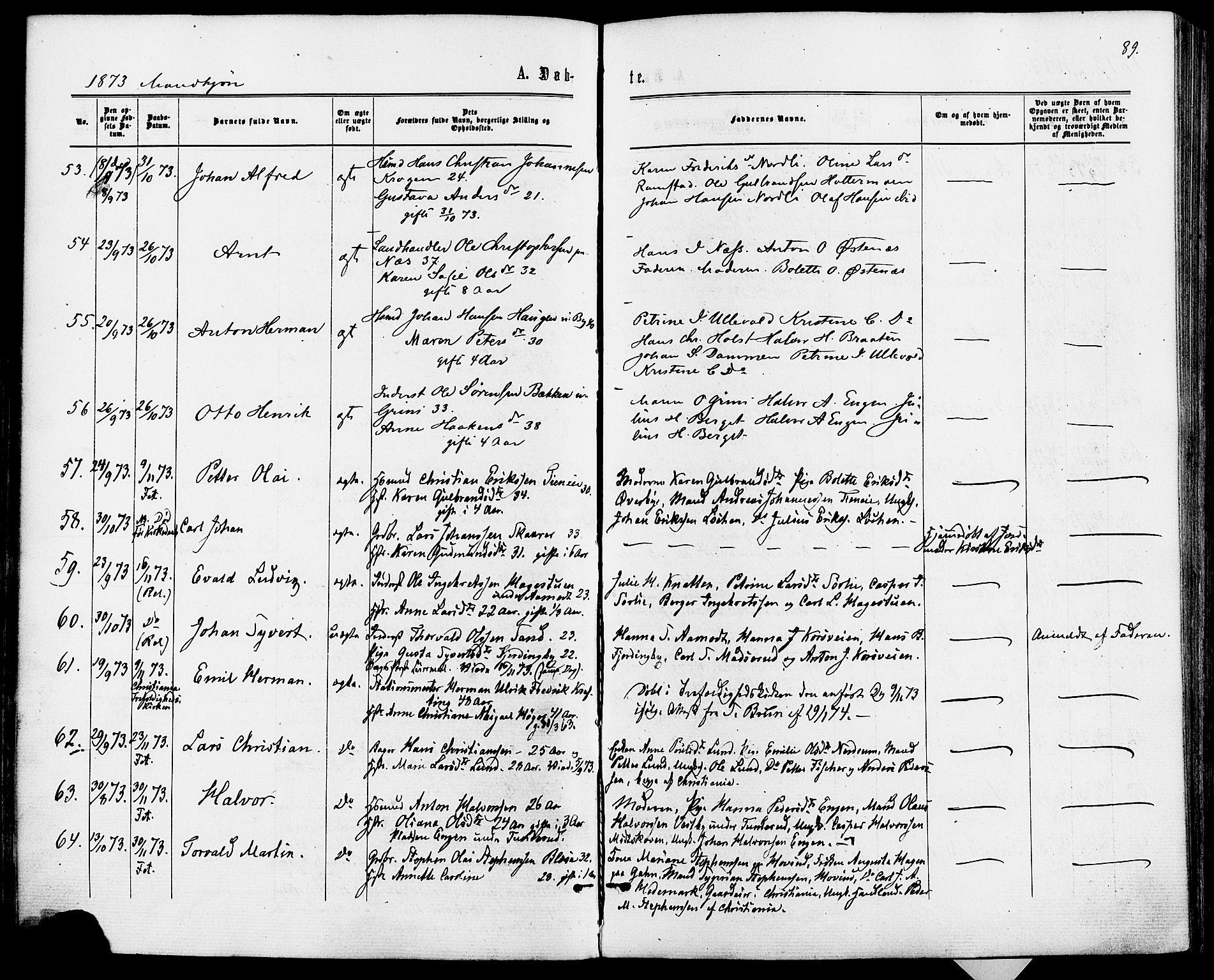 Fet prestekontor Kirkebøker, AV/SAO-A-10370a/F/Fa/L0013: Parish register (official) no. I 13, 1867-1877, p. 89