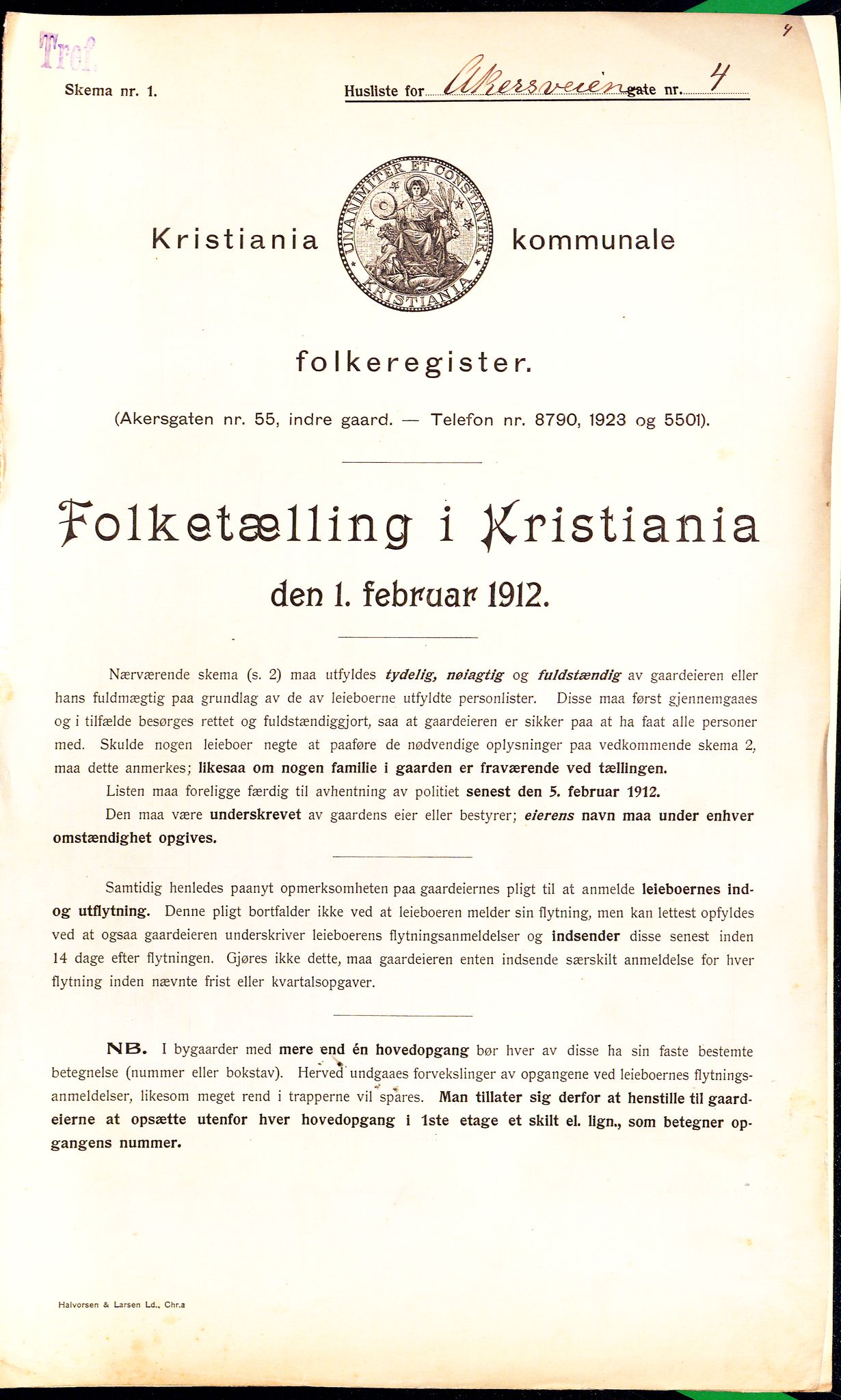 OBA, Municipal Census 1912 for Kristiania, 1912, p. 829