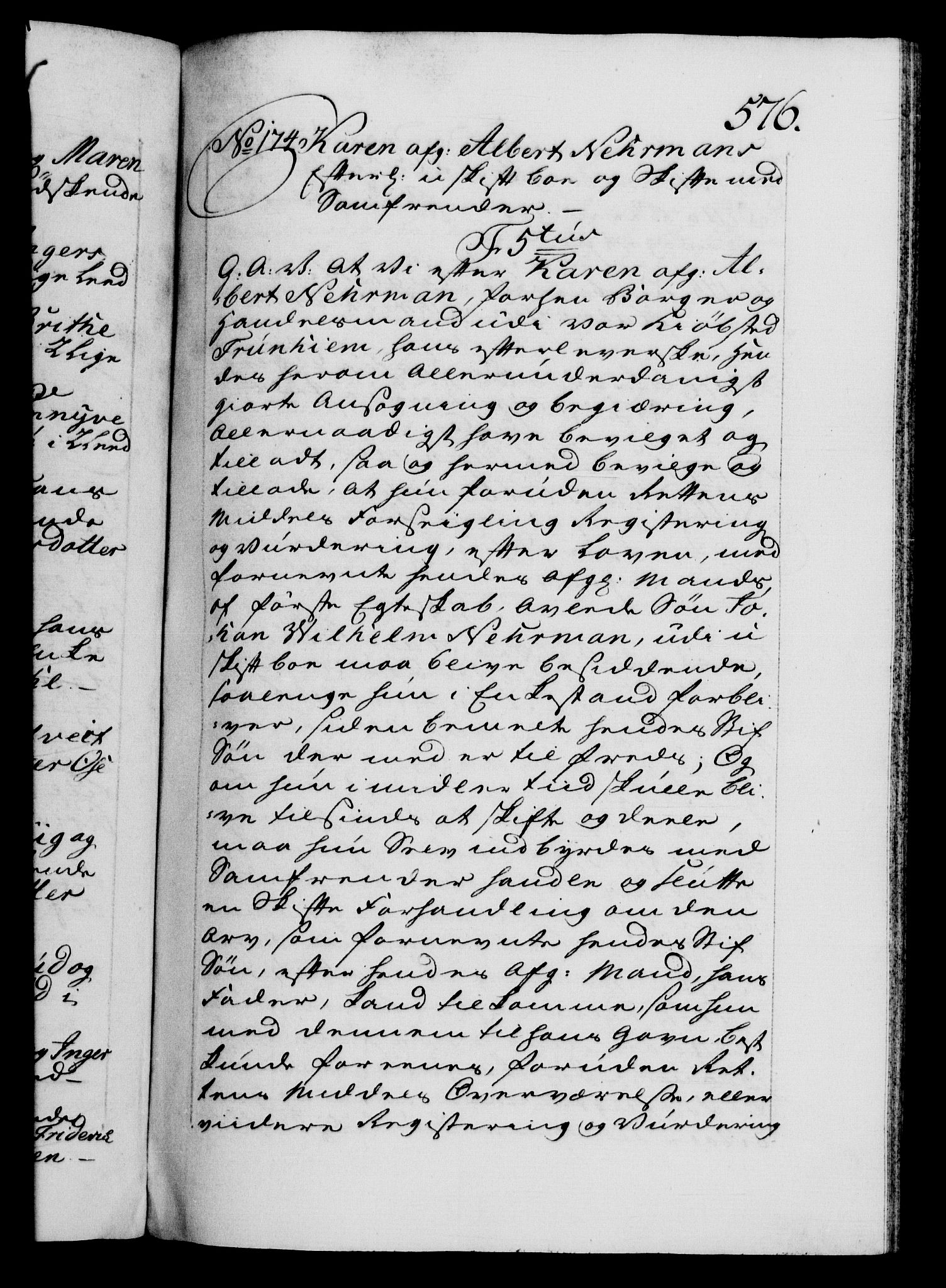 Danske Kanselli 1572-1799, AV/RA-EA-3023/F/Fc/Fca/Fcaa/L0042: Norske registre, 1763-1766, p. 576a