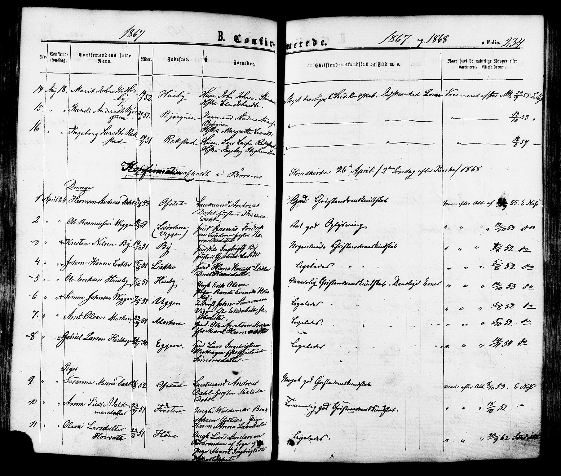 Ministerialprotokoller, klokkerbøker og fødselsregistre - Sør-Trøndelag, SAT/A-1456/665/L0772: Parish register (official) no. 665A07, 1856-1878, p. 234