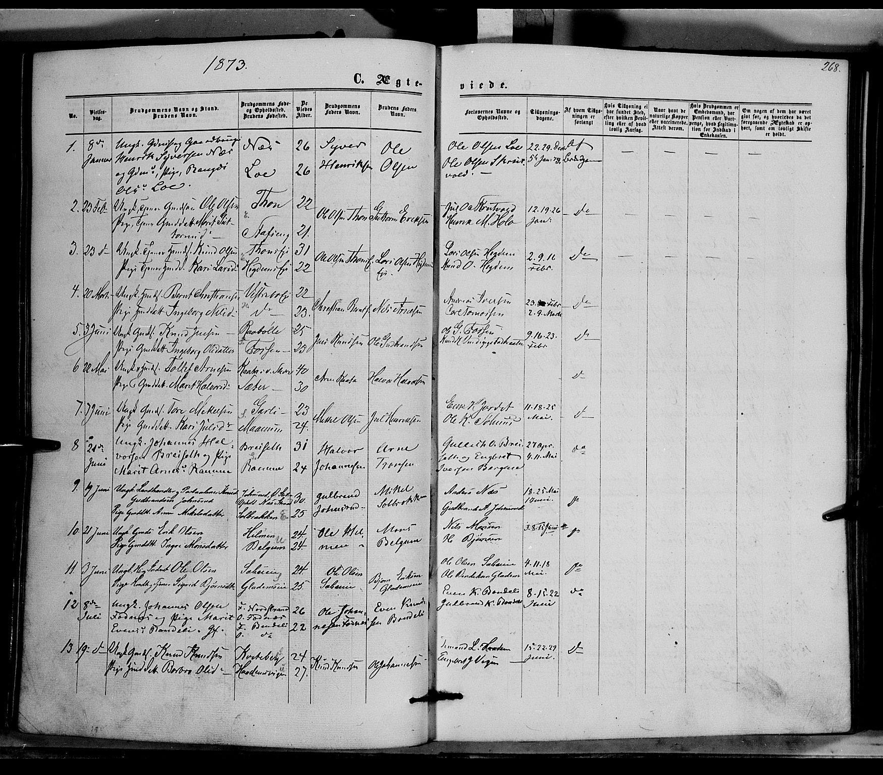 Nord-Aurdal prestekontor, AV/SAH-PREST-132/H/Ha/Haa/L0008: Parish register (official) no. 8, 1863-1875, p. 268