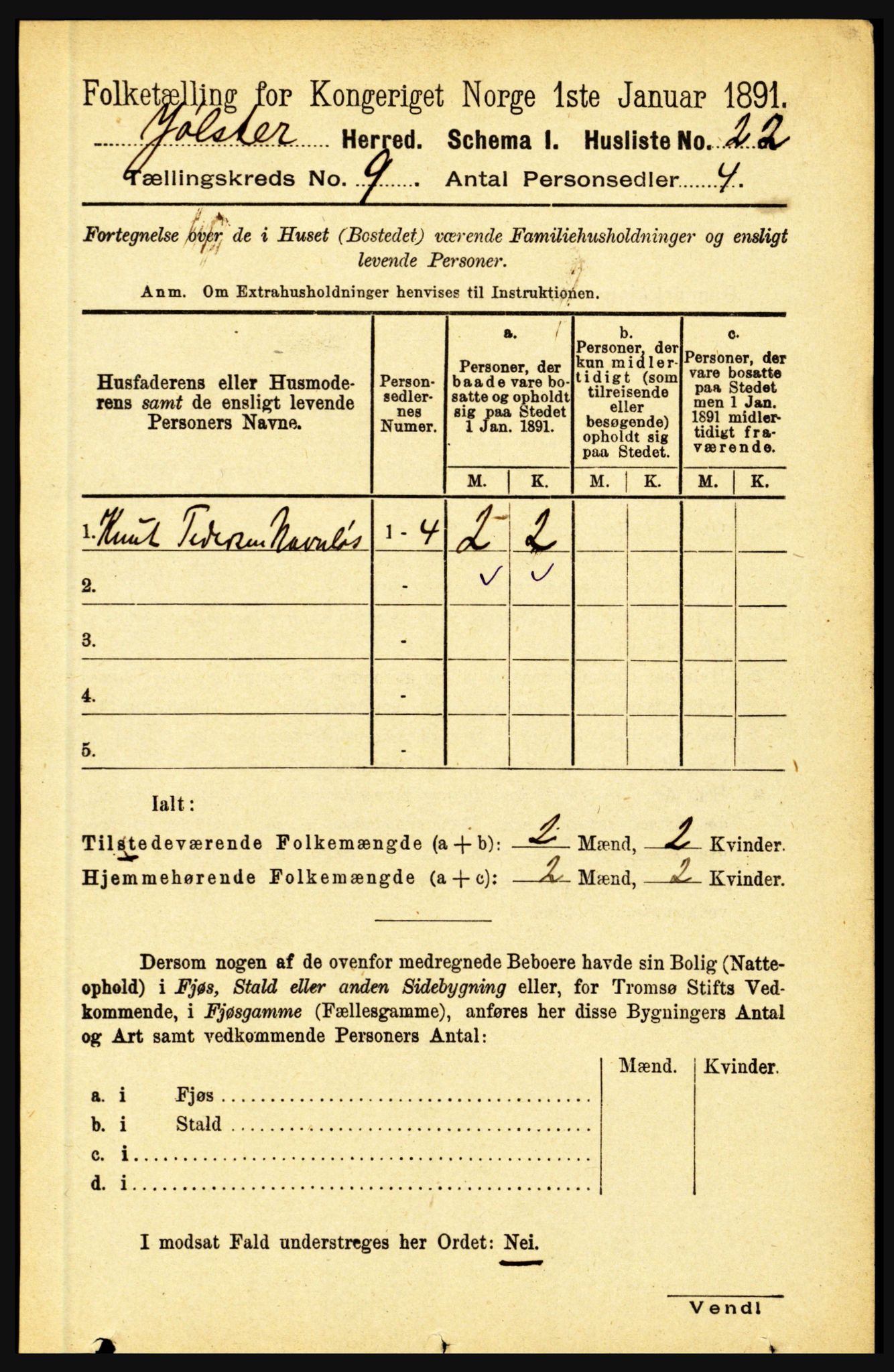 RA, 1891 census for 1431 Jølster, 1891, p. 3114