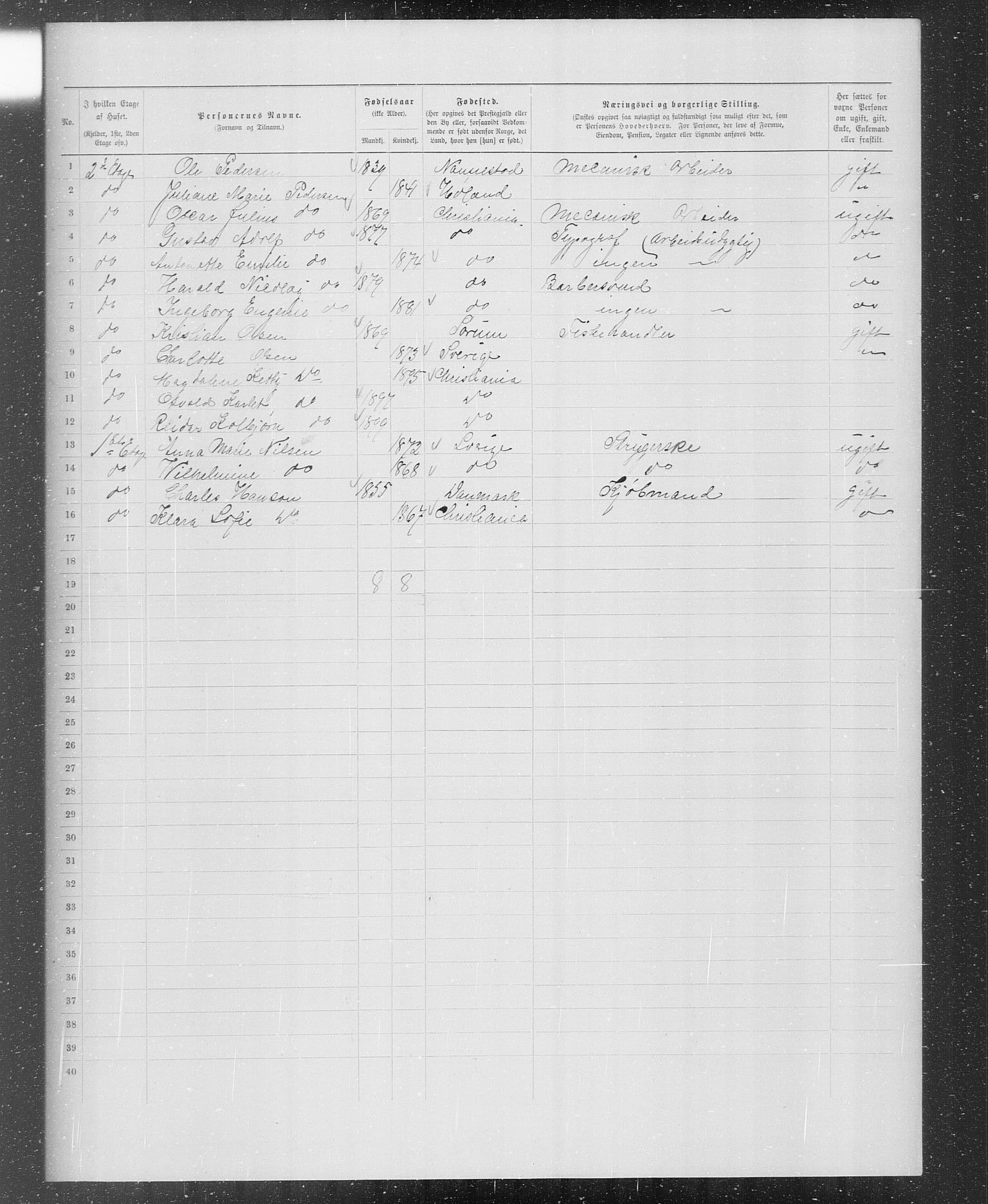 OBA, Municipal Census 1899 for Kristiania, 1899, p. 596