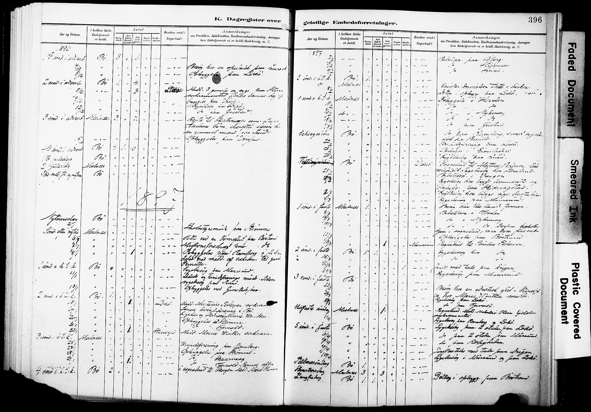 Ministerialprotokoller, klokkerbøker og fødselsregistre - Nordland, AV/SAT-A-1459/891/L1305: Parish register (official) no. 891A10, 1895-1921, p. 396