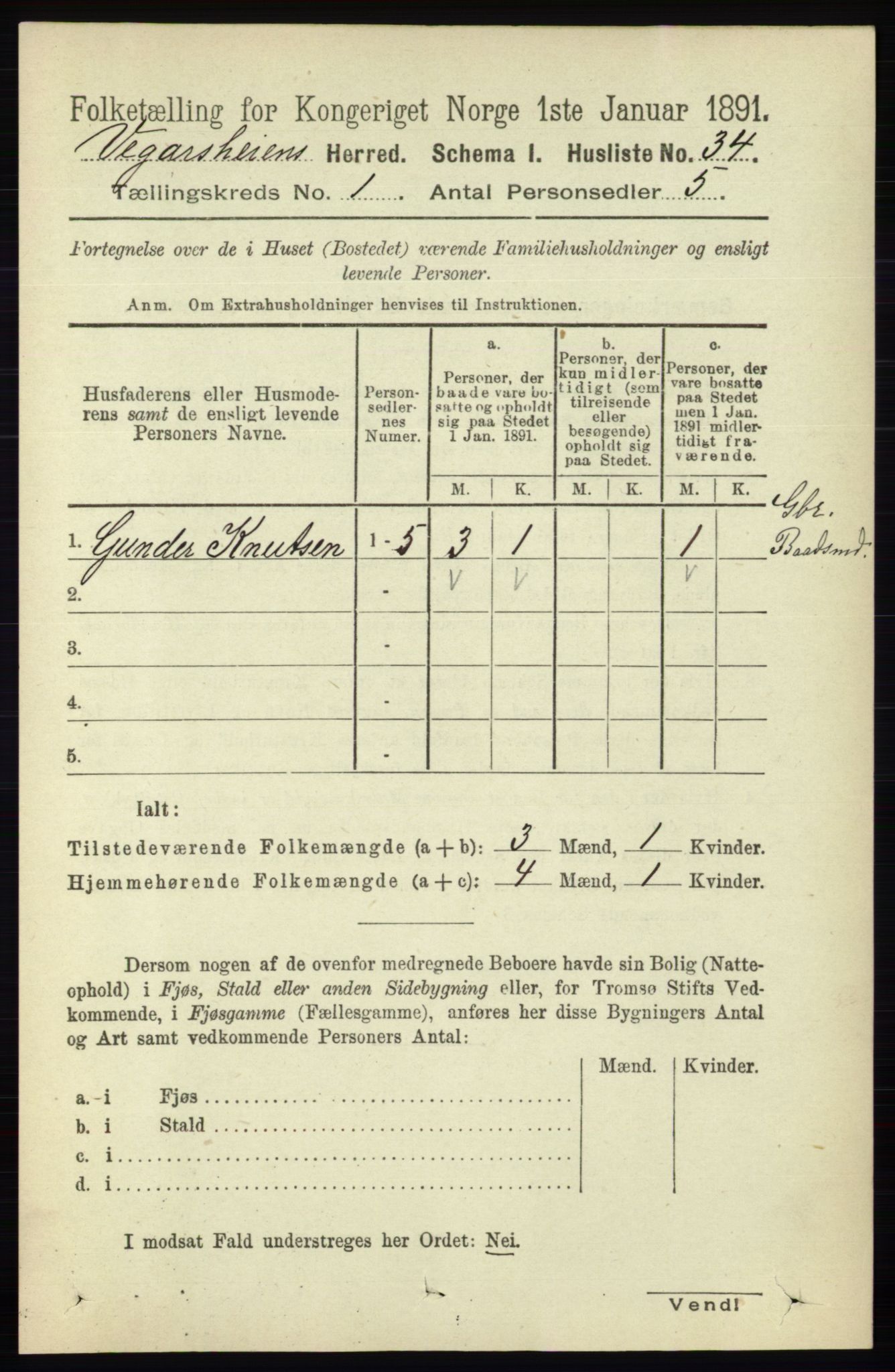 RA, 1891 census for 0912 Vegårshei, 1891, p. 62