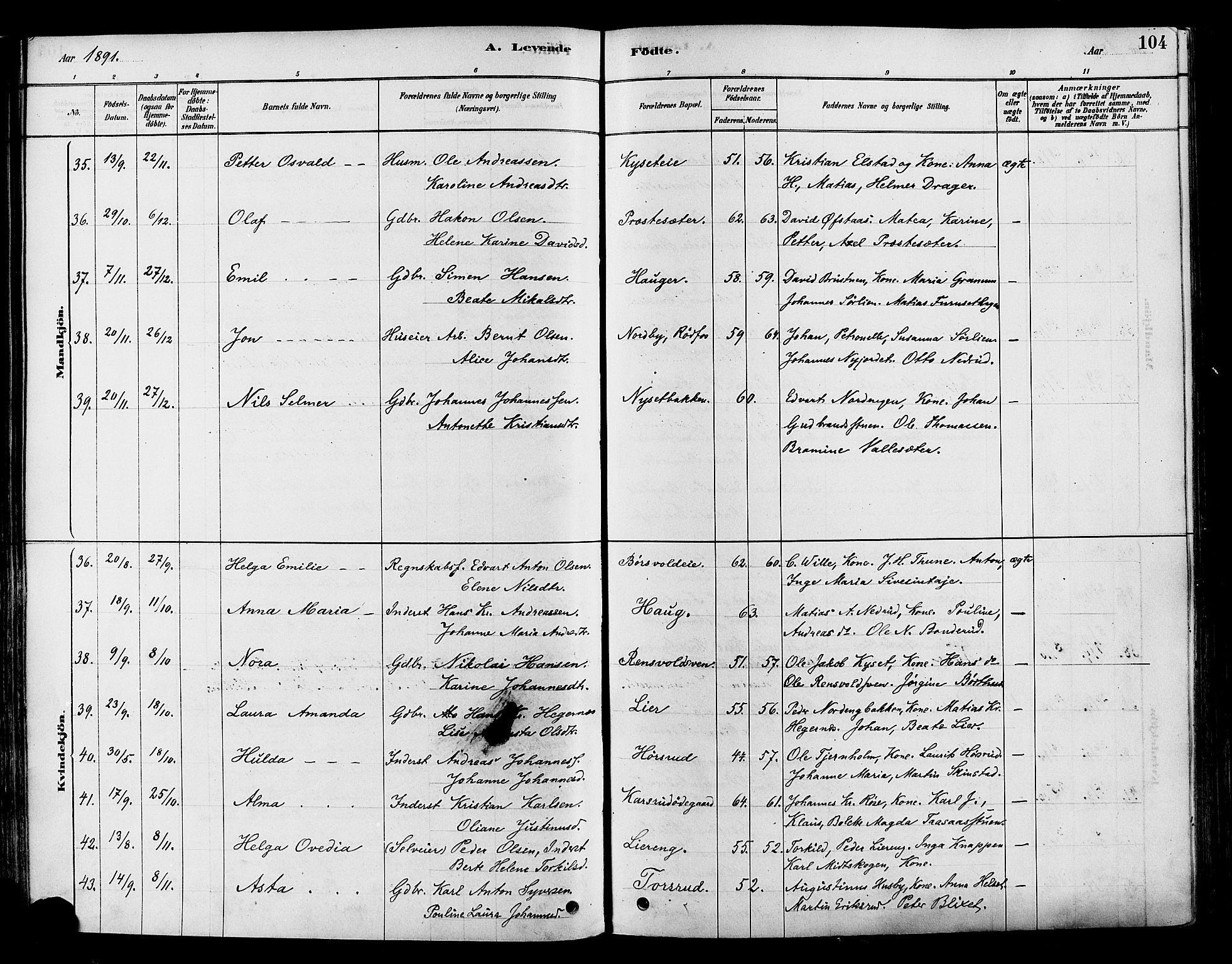 Vestre Toten prestekontor, SAH/PREST-108/H/Ha/Haa/L0009: Parish register (official) no. 9, 1878-1894, p. 104