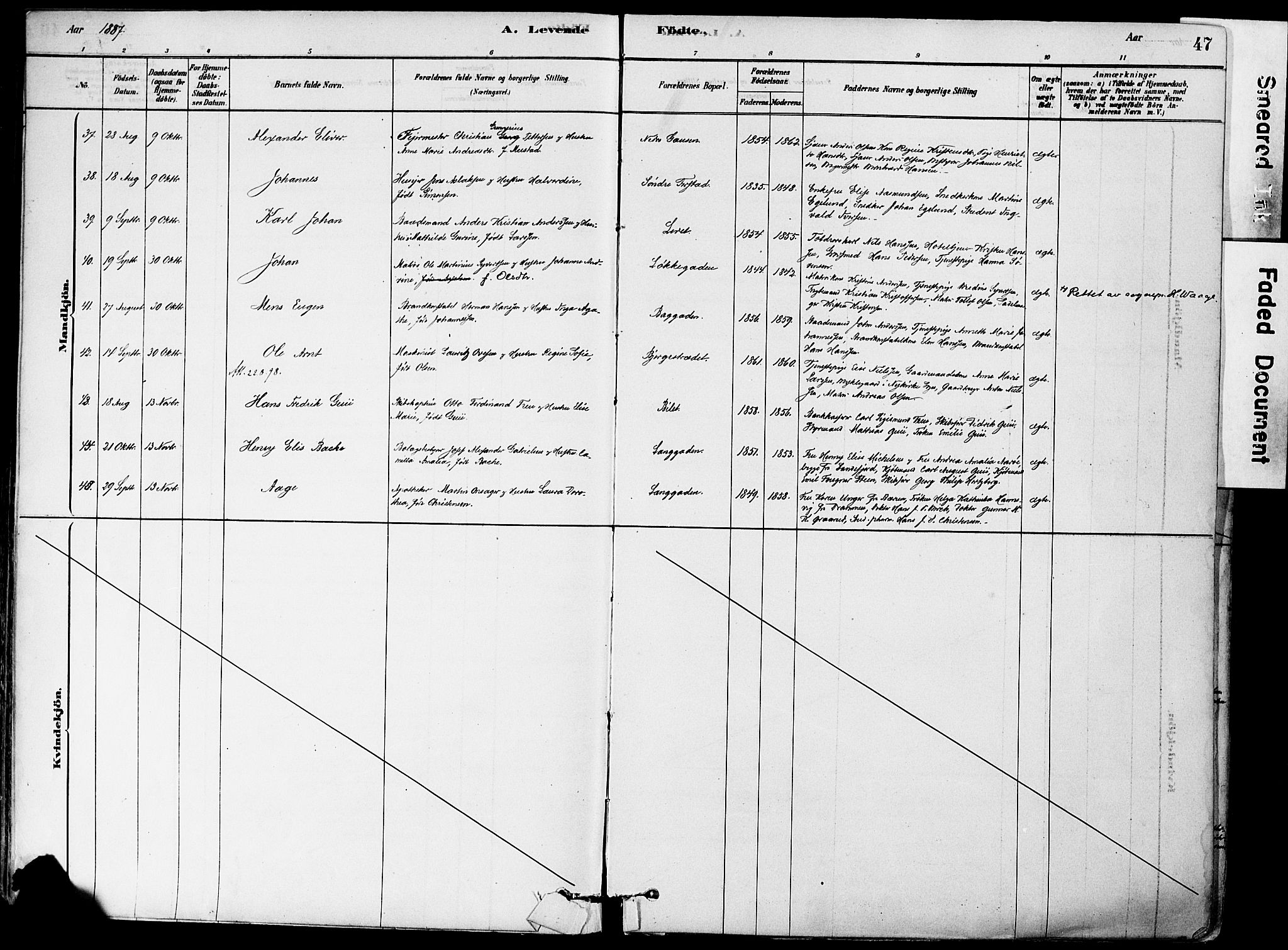 Holmestrand kirkebøker, AV/SAKO-A-346/F/Fa/L0004: Parish register (official) no. 4, 1880-1901, p. 47