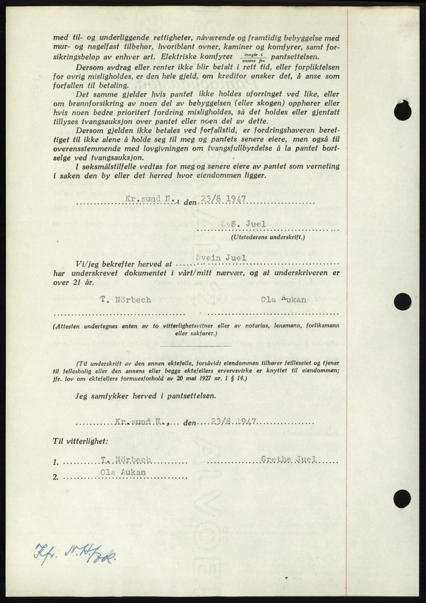 Nordmøre sorenskriveri, AV/SAT-A-4132/1/2/2Ca: Mortgage book no. B97, 1947-1948, Diary no: : 2933/1947