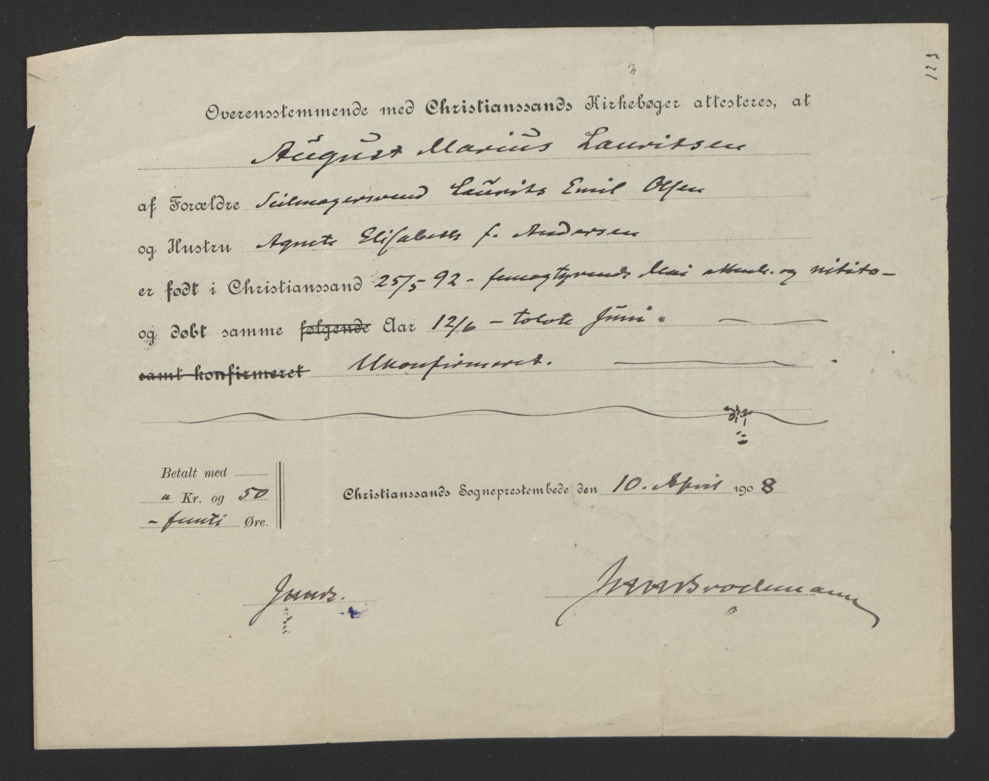 Kristiansand mønstringskrets, SAK/2031-0015/F/Fa/L0007: Annotasjonsrulle nr 3831-6645, I-5, 1898-1920, p. 276