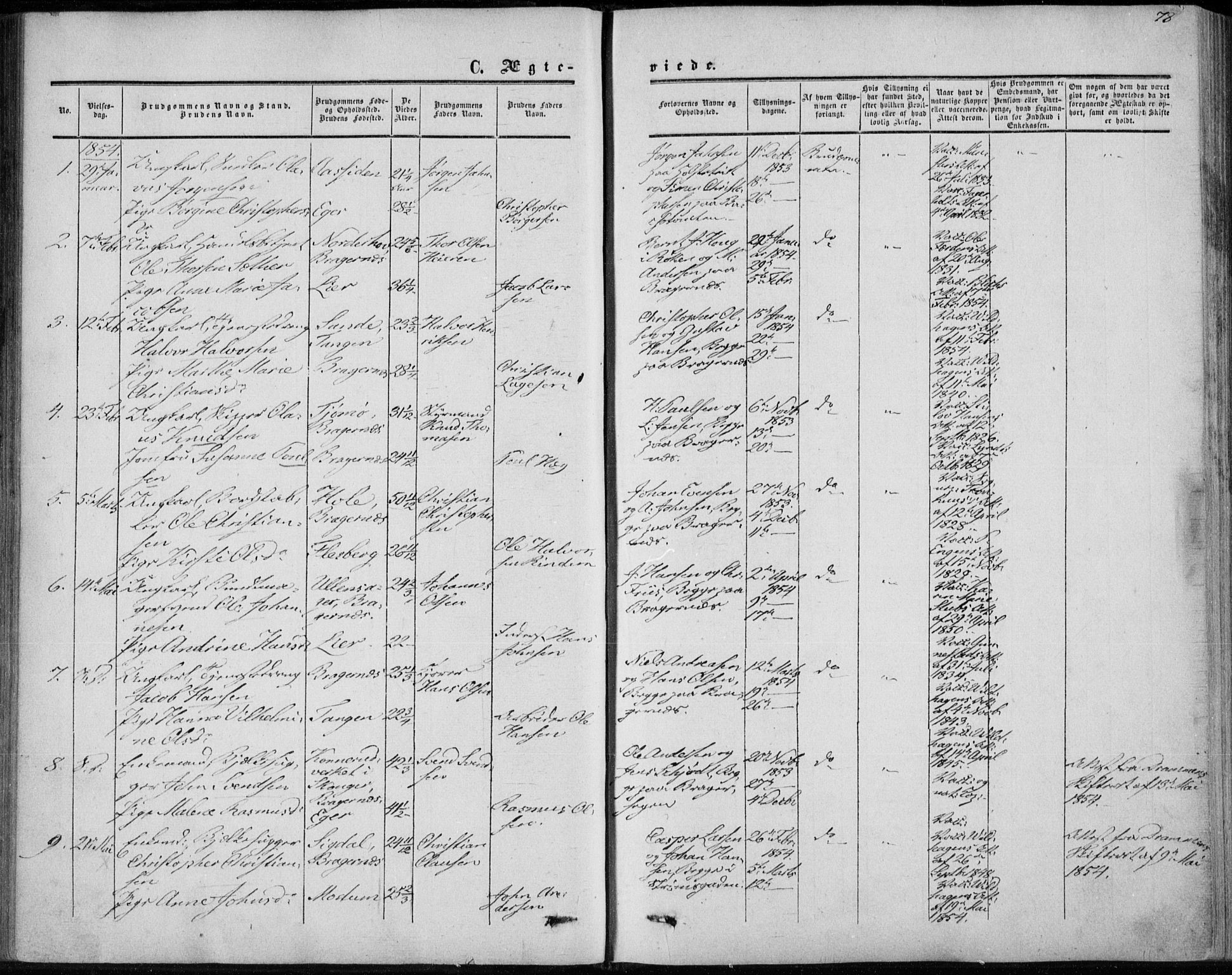 Bragernes kirkebøker, SAKO/A-6/F/Fc/L0002: Parish register (official) no. III 2, 1854-1865, p. 78