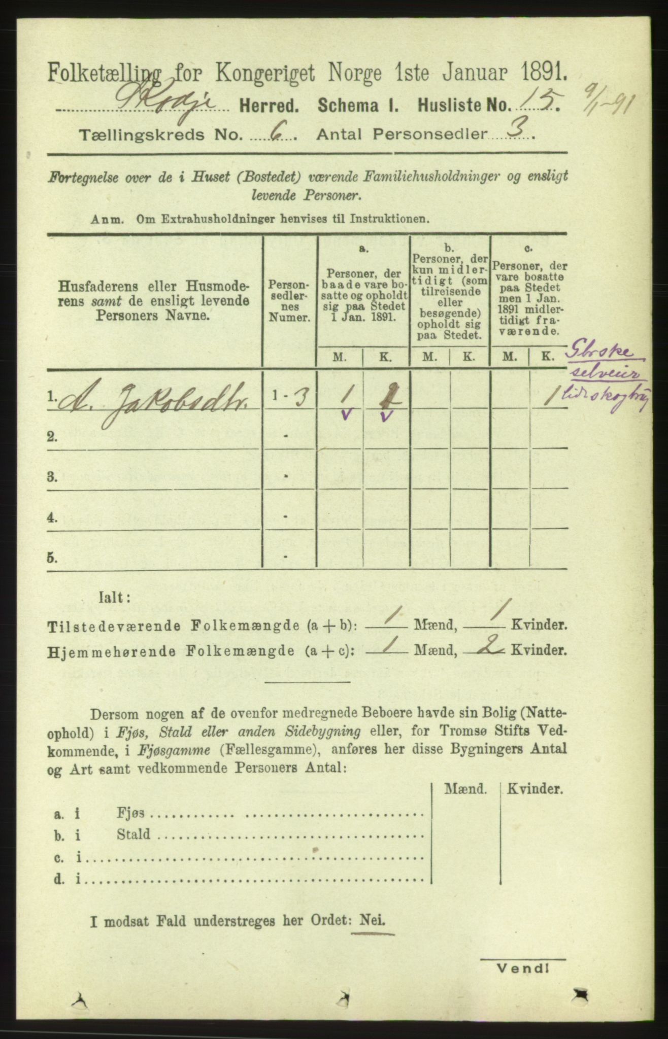 RA, 1891 census for 1529 Skodje, 1891, p. 1240