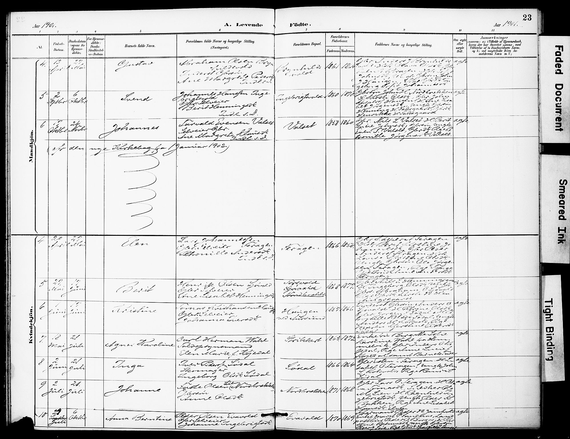 Ministerialprotokoller, klokkerbøker og fødselsregistre - Sør-Trøndelag, SAT/A-1456/683/L0948: Parish register (official) no. 683A01, 1891-1902, p. 23