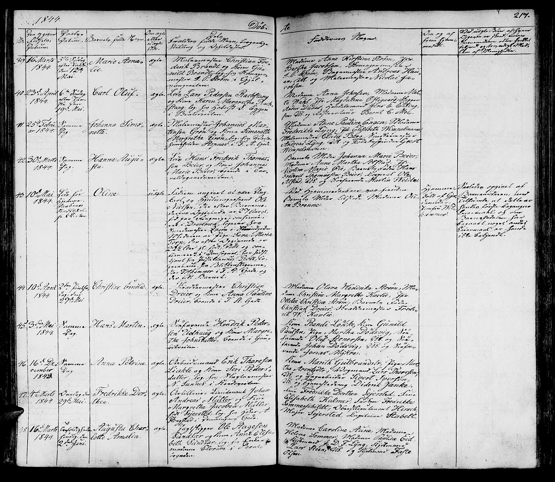 Ministerialprotokoller, klokkerbøker og fødselsregistre - Sør-Trøndelag, AV/SAT-A-1456/602/L0136: Parish register (copy) no. 602C04, 1833-1845, p. 217