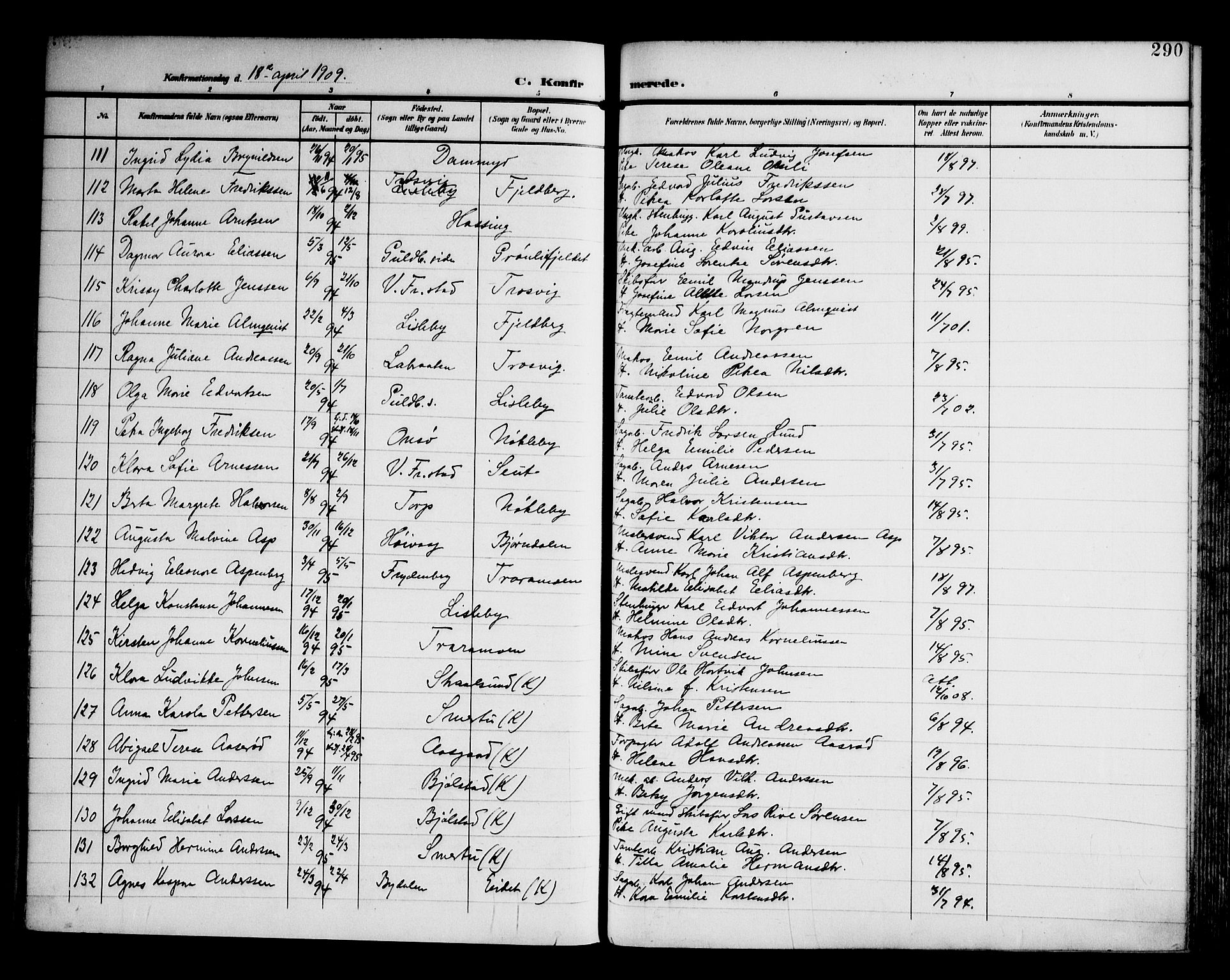Glemmen prestekontor Kirkebøker, AV/SAO-A-10908/F/Fa/L0014: Parish register (official) no. 14, 1902-1922, p. 290