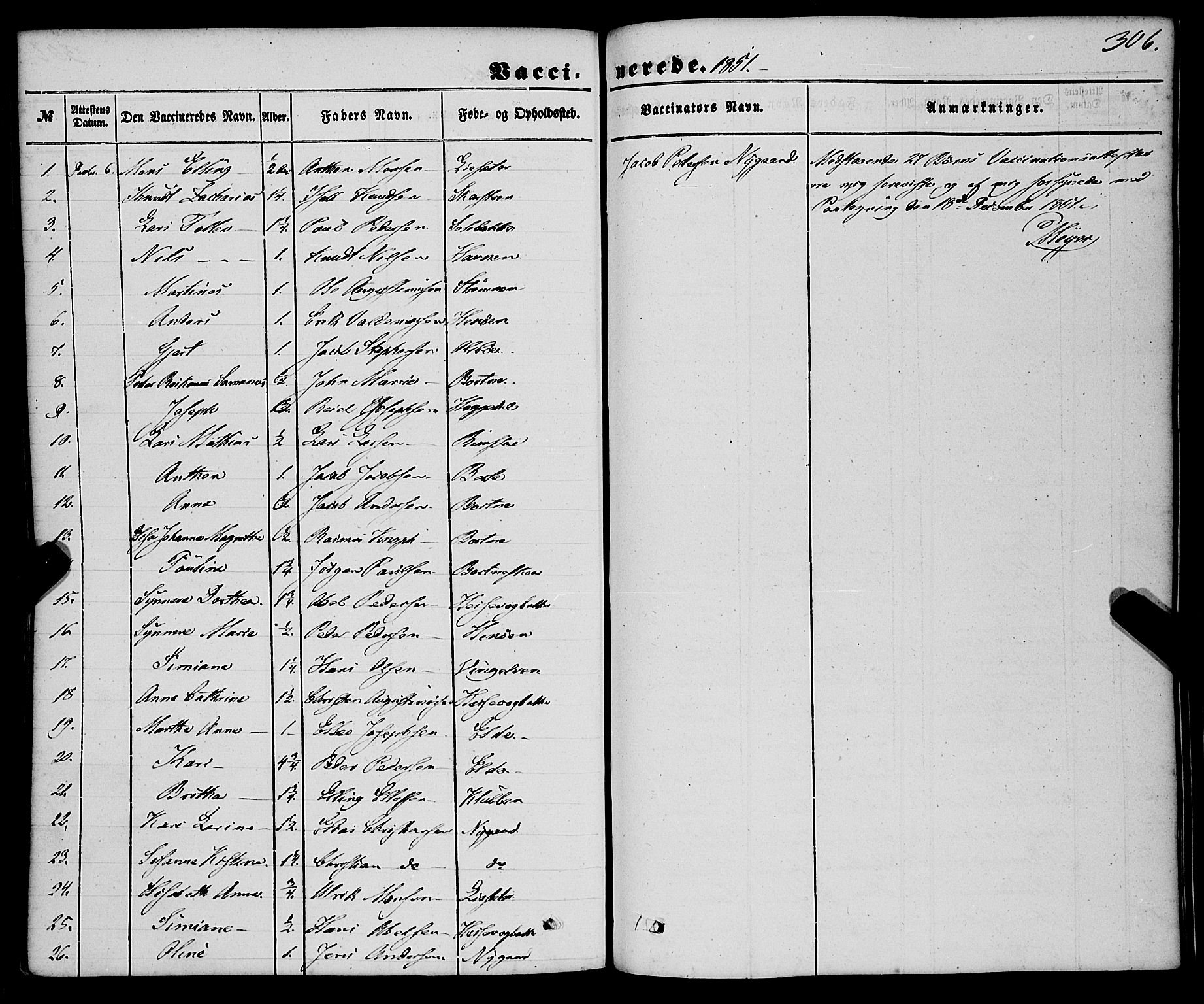 Davik sokneprestembete, AV/SAB-A-79701/H/Haa/Haaa/L0005: Parish register (official) no. A 5, 1850-1866, p. 306