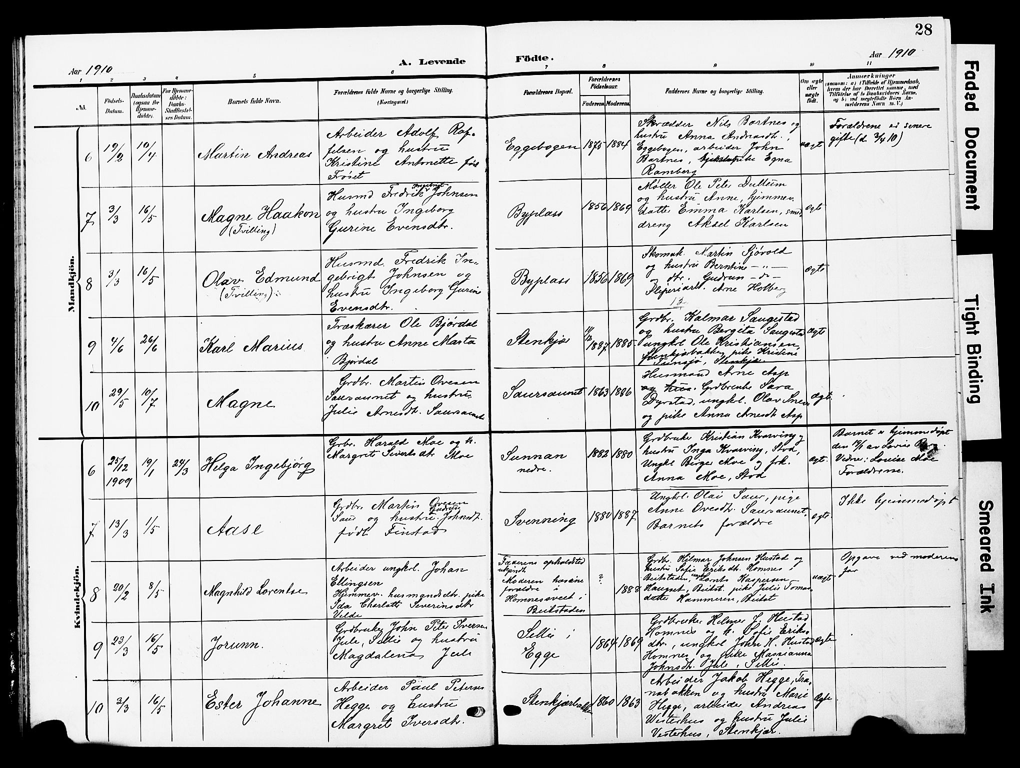 Ministerialprotokoller, klokkerbøker og fødselsregistre - Nord-Trøndelag, SAT/A-1458/740/L0381: Parish register (copy) no. 740C02, 1903-1914, p. 28