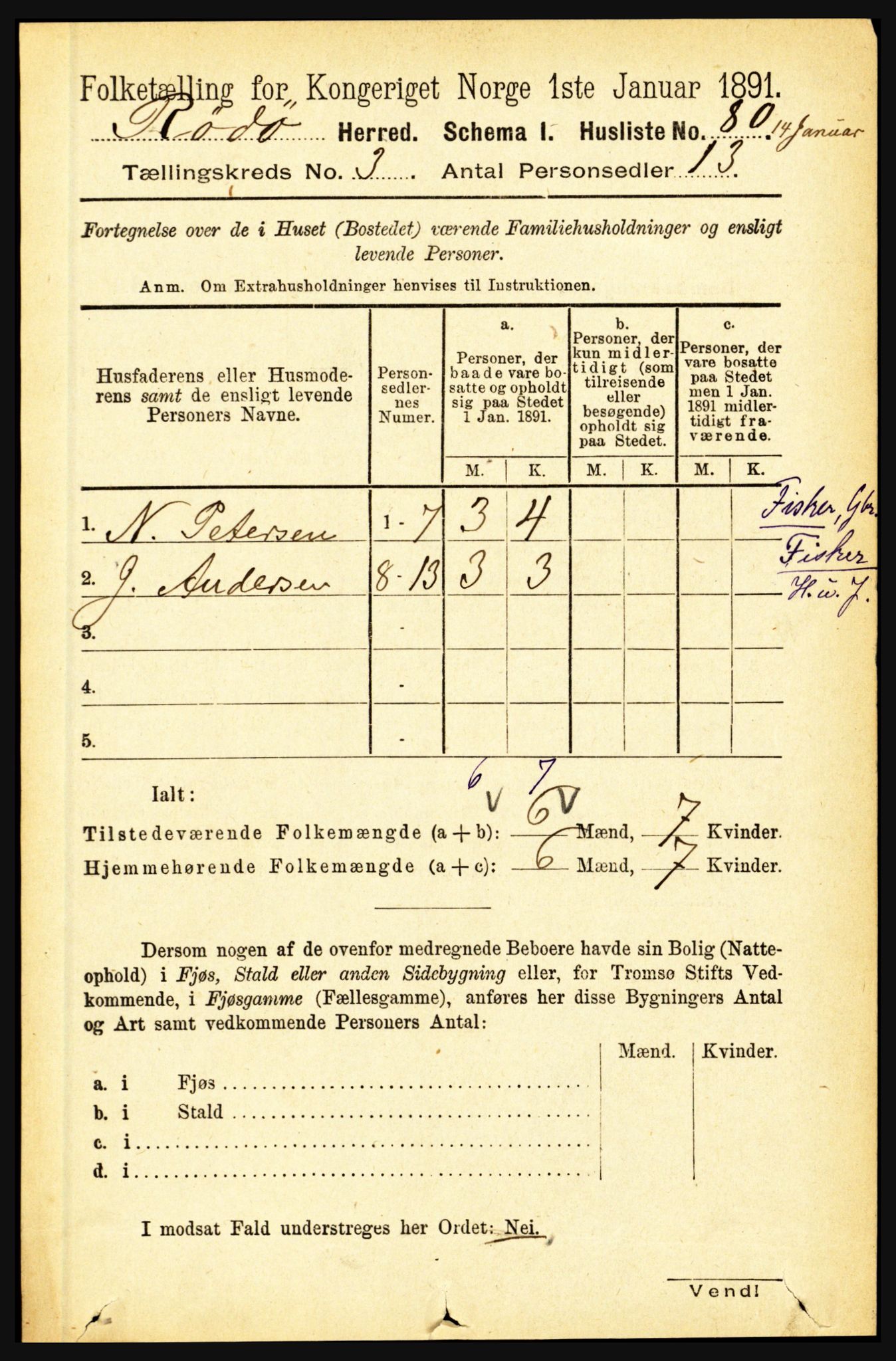 RA, 1891 census for 1836 Rødøy, 1891, p. 818