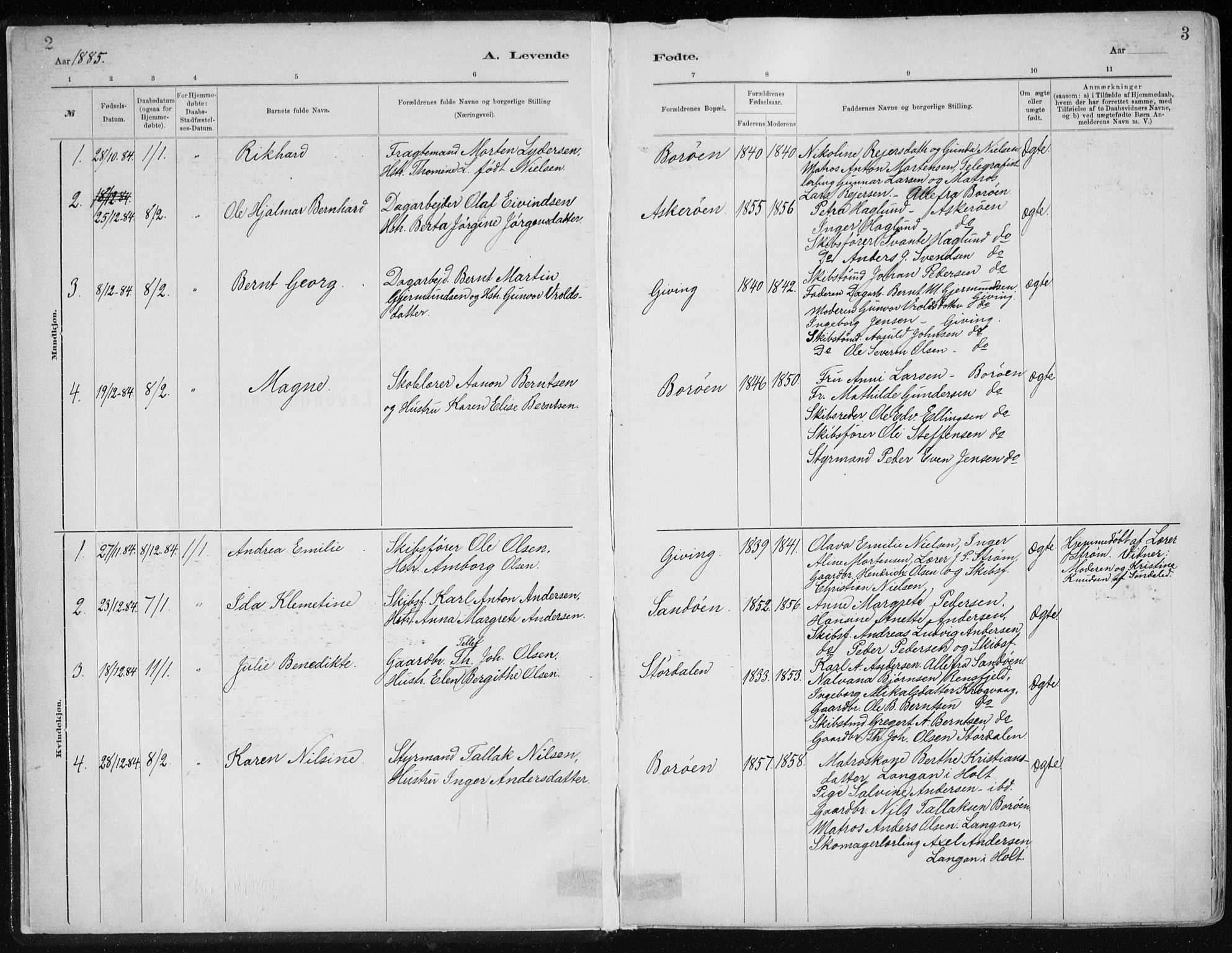Dypvåg sokneprestkontor, SAK/1111-0007/F/Fa/Faa/L0008: Parish register (official) no. A 8, 1885-1906, p. 2-3