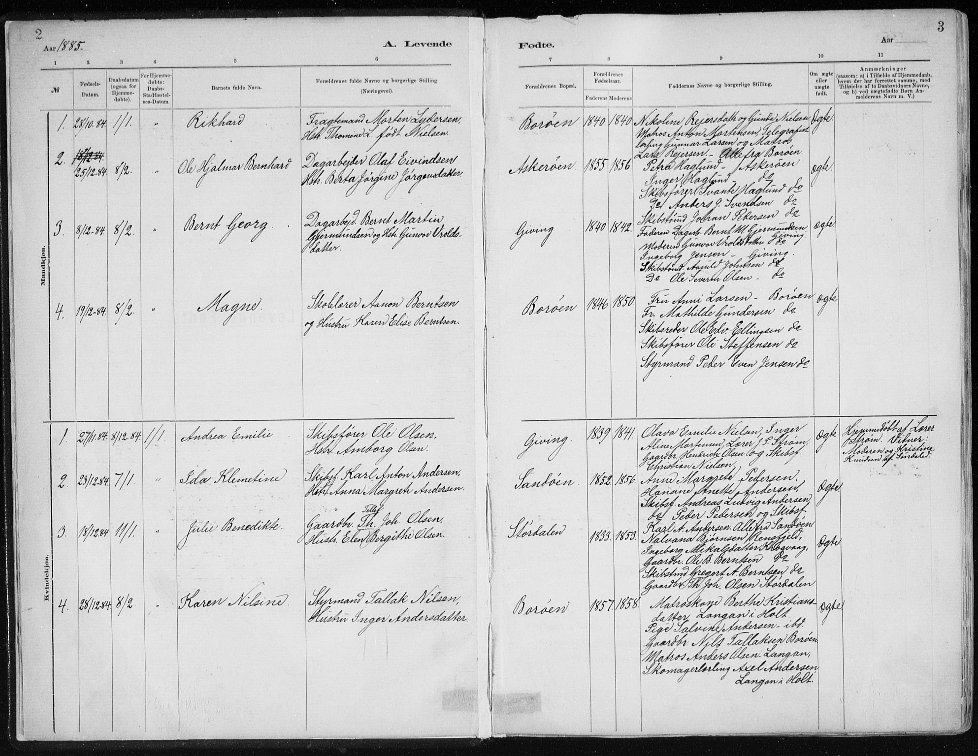 Dypvåg sokneprestkontor, AV/SAK-1111-0007/F/Fa/Faa/L0008: Parish register (official) no. A 8, 1885-1906, p. 2-3