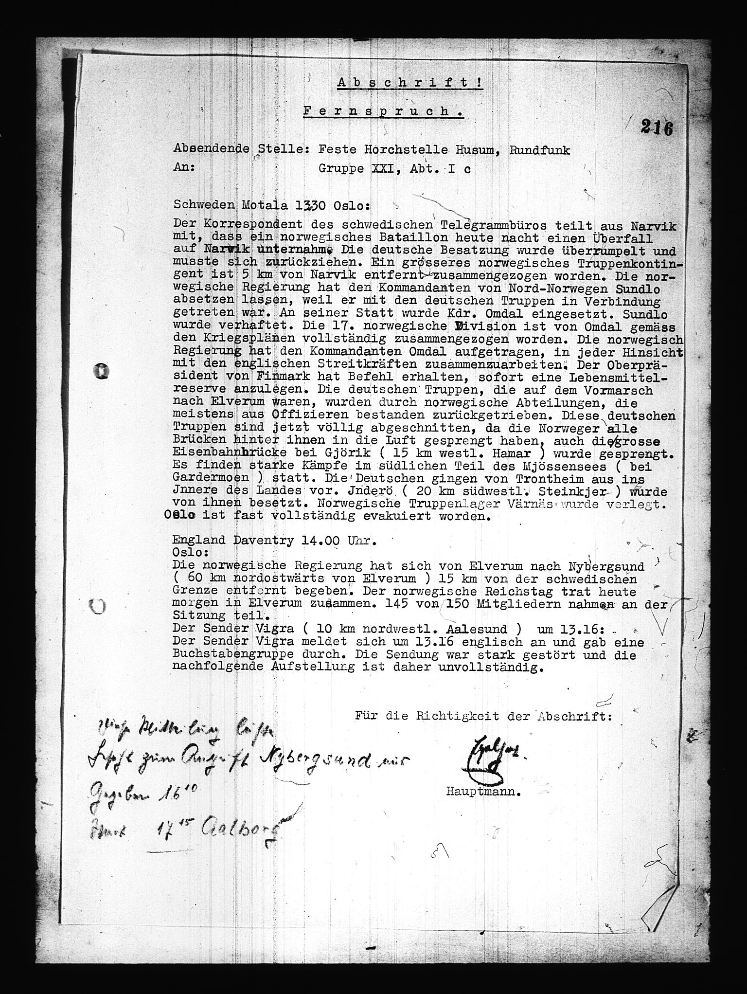 Documents Section, AV/RA-RAFA-2200/V/L0085: Amerikansk mikrofilm "Captured German Documents".
Box No. 724.  FKA jnr. 615/1954., 1940-1941, p. 36