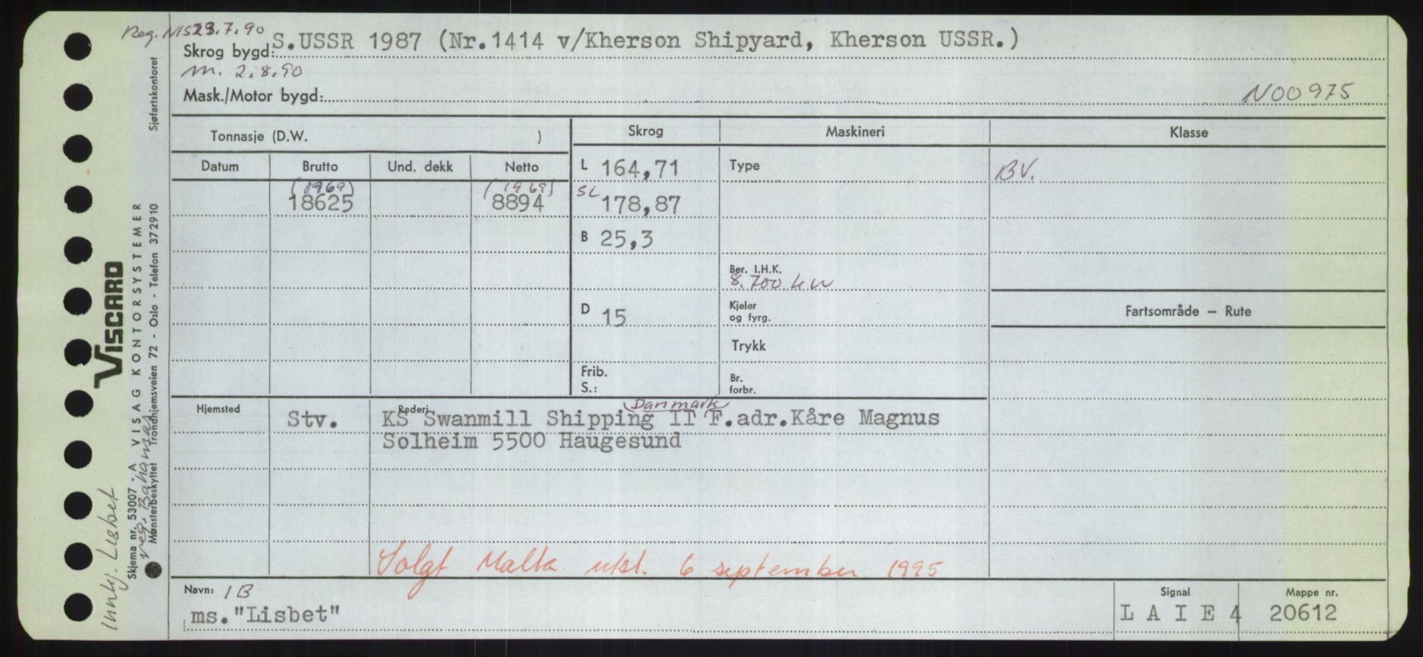 Sjøfartsdirektoratet med forløpere, Skipsmålingen, RA/S-1627/H/Hd/L0023: Fartøy, Lia-Løv, p. 191