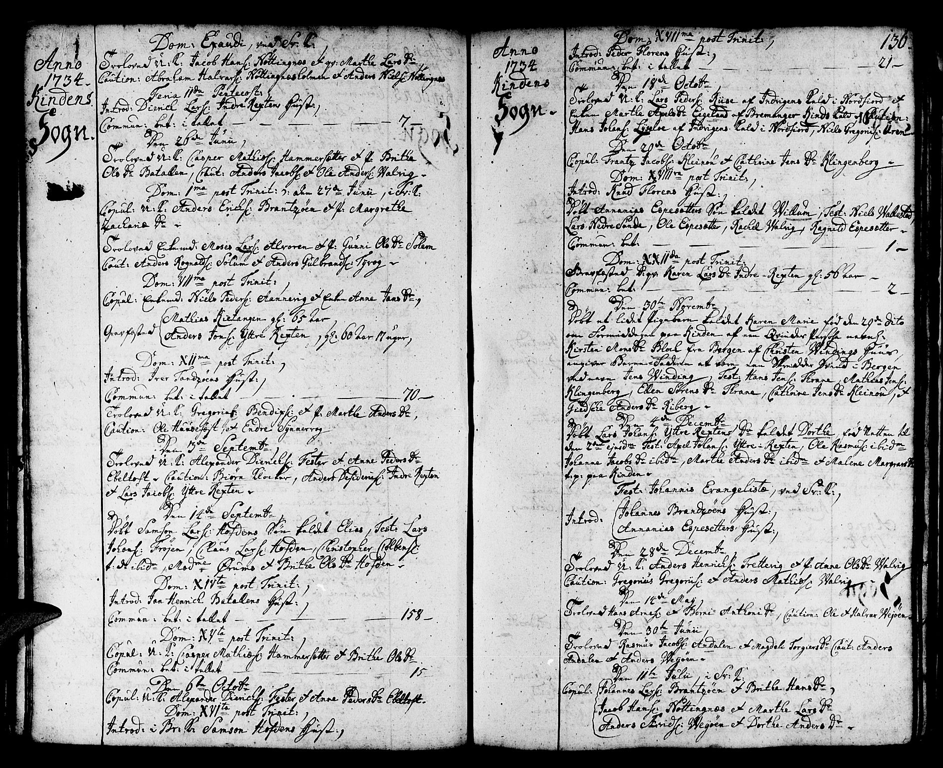 Kinn sokneprestembete, AV/SAB-A-80801/H/Haa/Haaa/L0002: Parish register (official) no. A 2, 1729-1785, p. 136