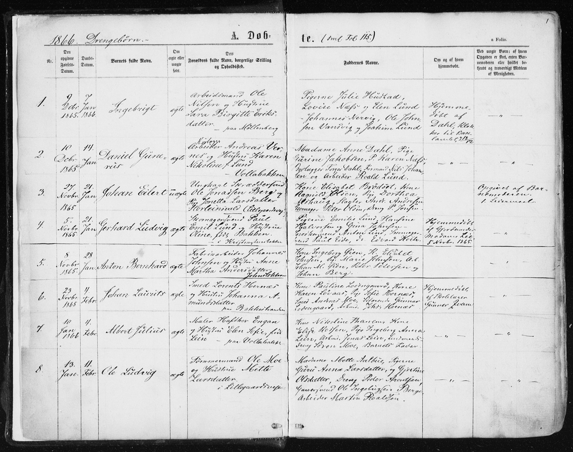 Ministerialprotokoller, klokkerbøker og fødselsregistre - Sør-Trøndelag, SAT/A-1456/604/L0186: Parish register (official) no. 604A07, 1866-1877, p. 1
