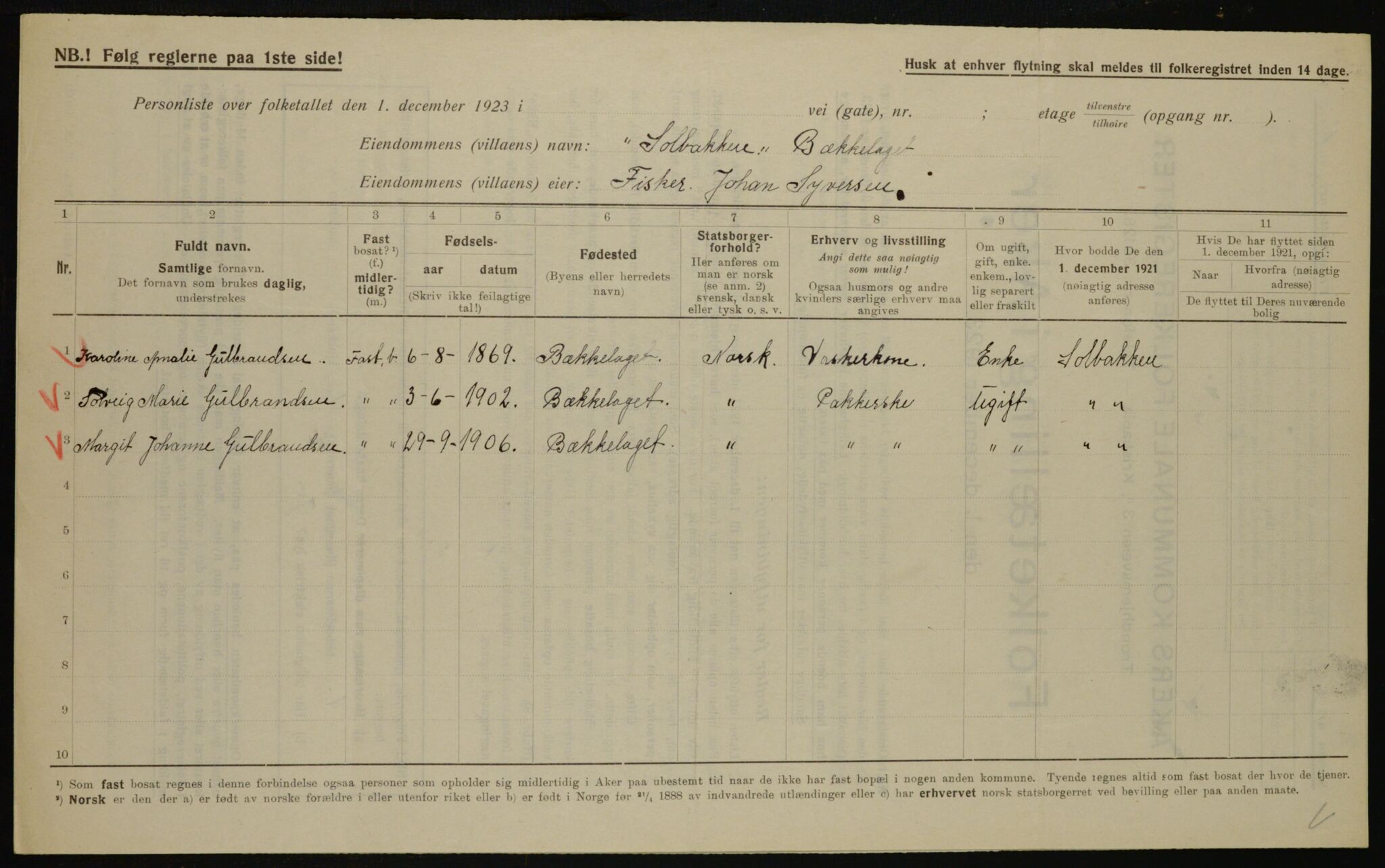 , Municipal Census 1923 for Aker, 1923, p. 41646