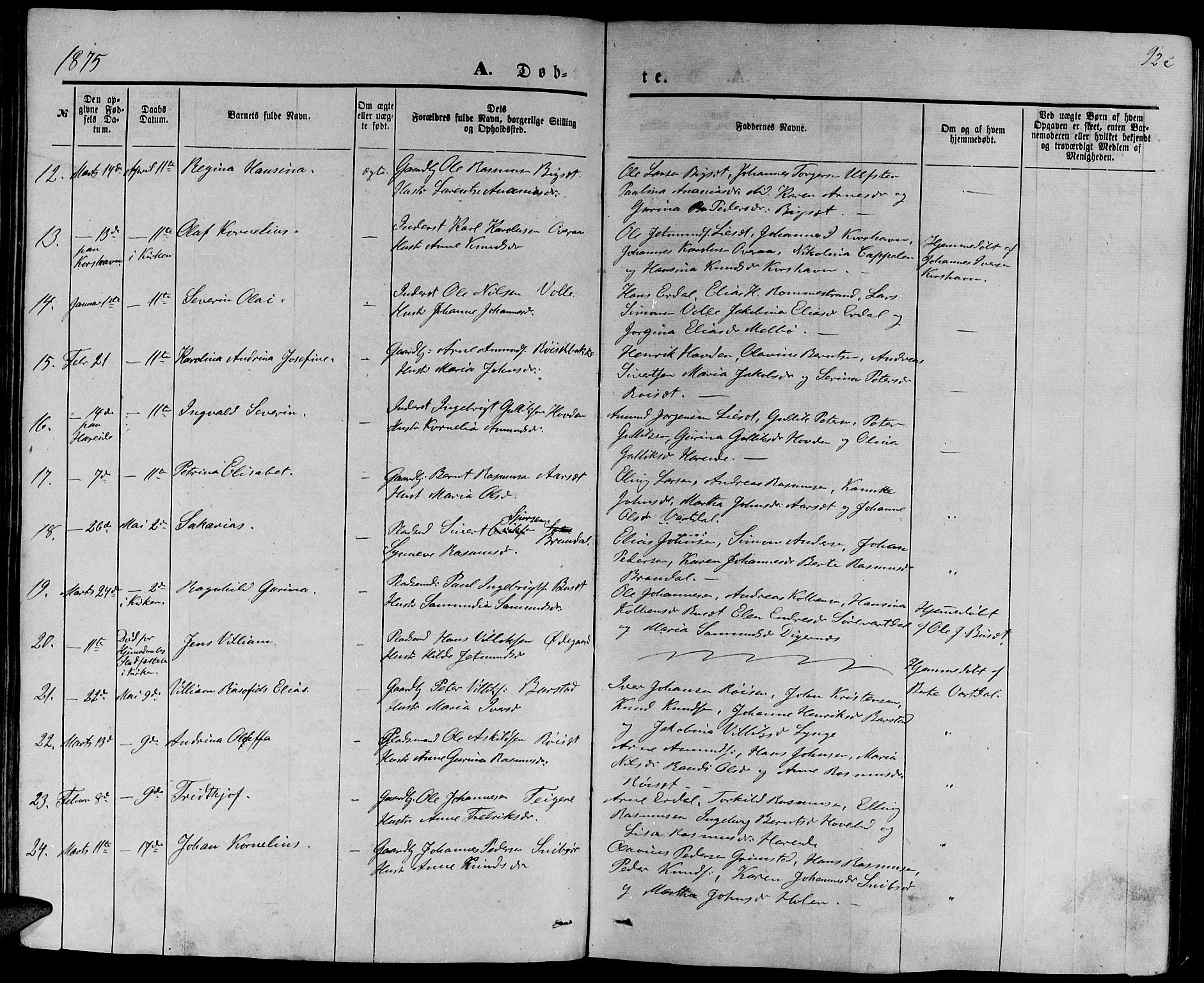 Ministerialprotokoller, klokkerbøker og fødselsregistre - Møre og Romsdal, SAT/A-1454/510/L0124: Parish register (copy) no. 510C01, 1854-1877, p. 92