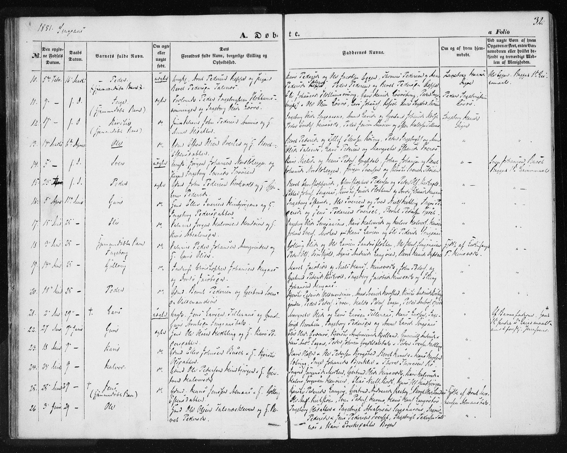 Ministerialprotokoller, klokkerbøker og fødselsregistre - Sør-Trøndelag, SAT/A-1456/685/L0964: Parish register (official) no. 685A06 /2, 1846-1859, p. 32