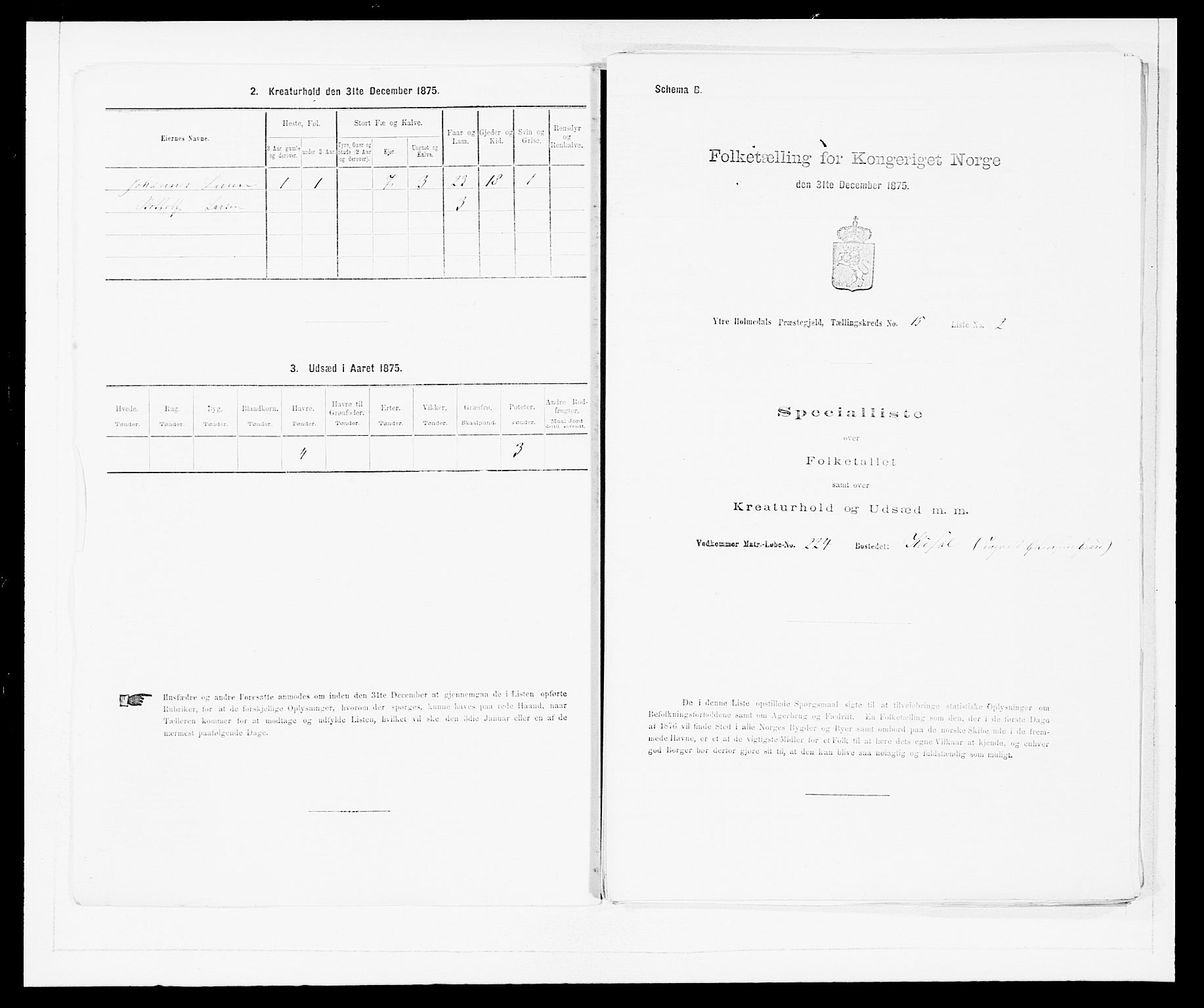 SAB, 1875 census for 1429P Ytre Holmedal, 1875, p. 1025