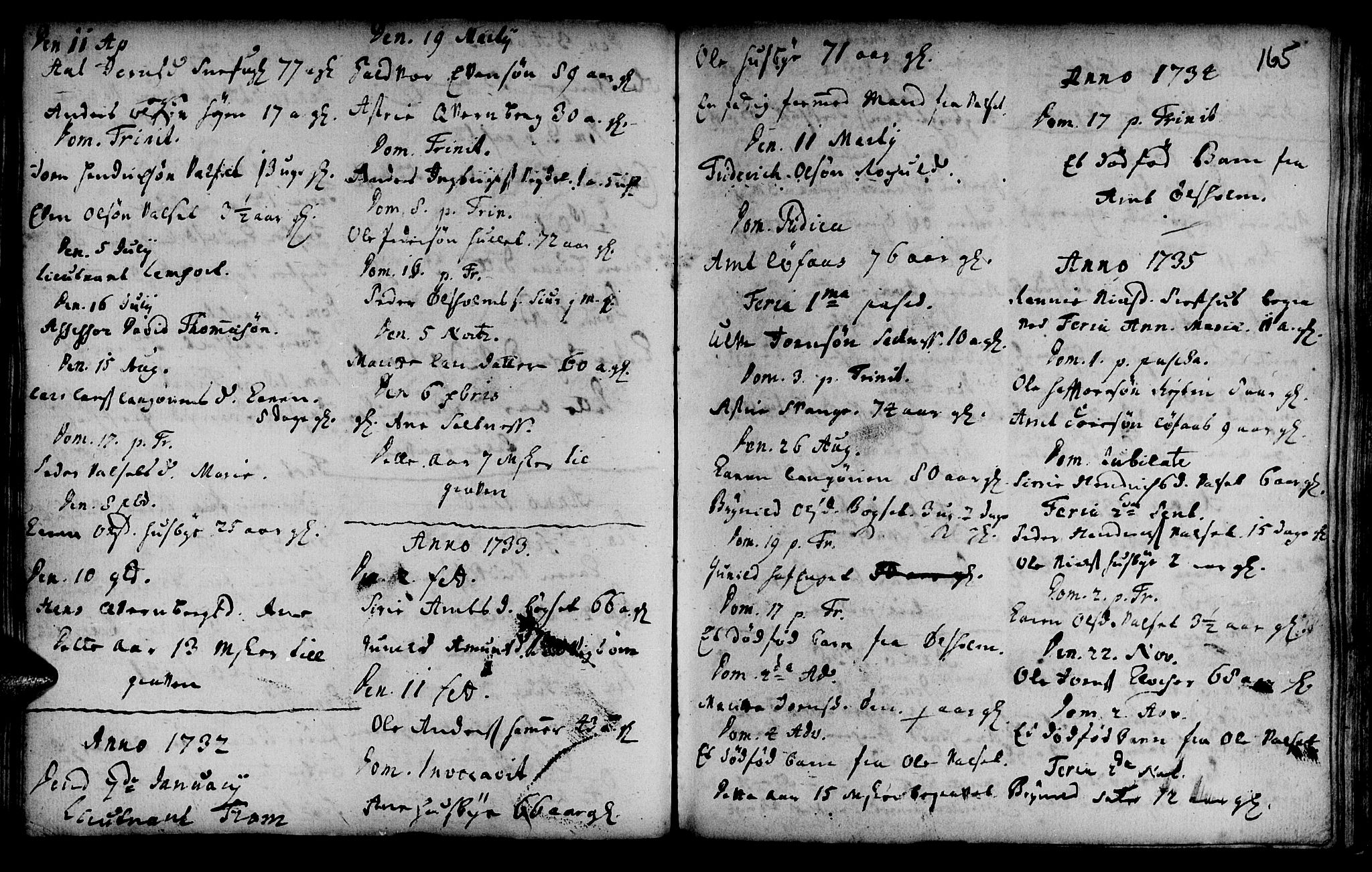 Ministerialprotokoller, klokkerbøker og fødselsregistre - Sør-Trøndelag, SAT/A-1456/666/L0783: Parish register (official) no. 666A01, 1702-1753, p. 165