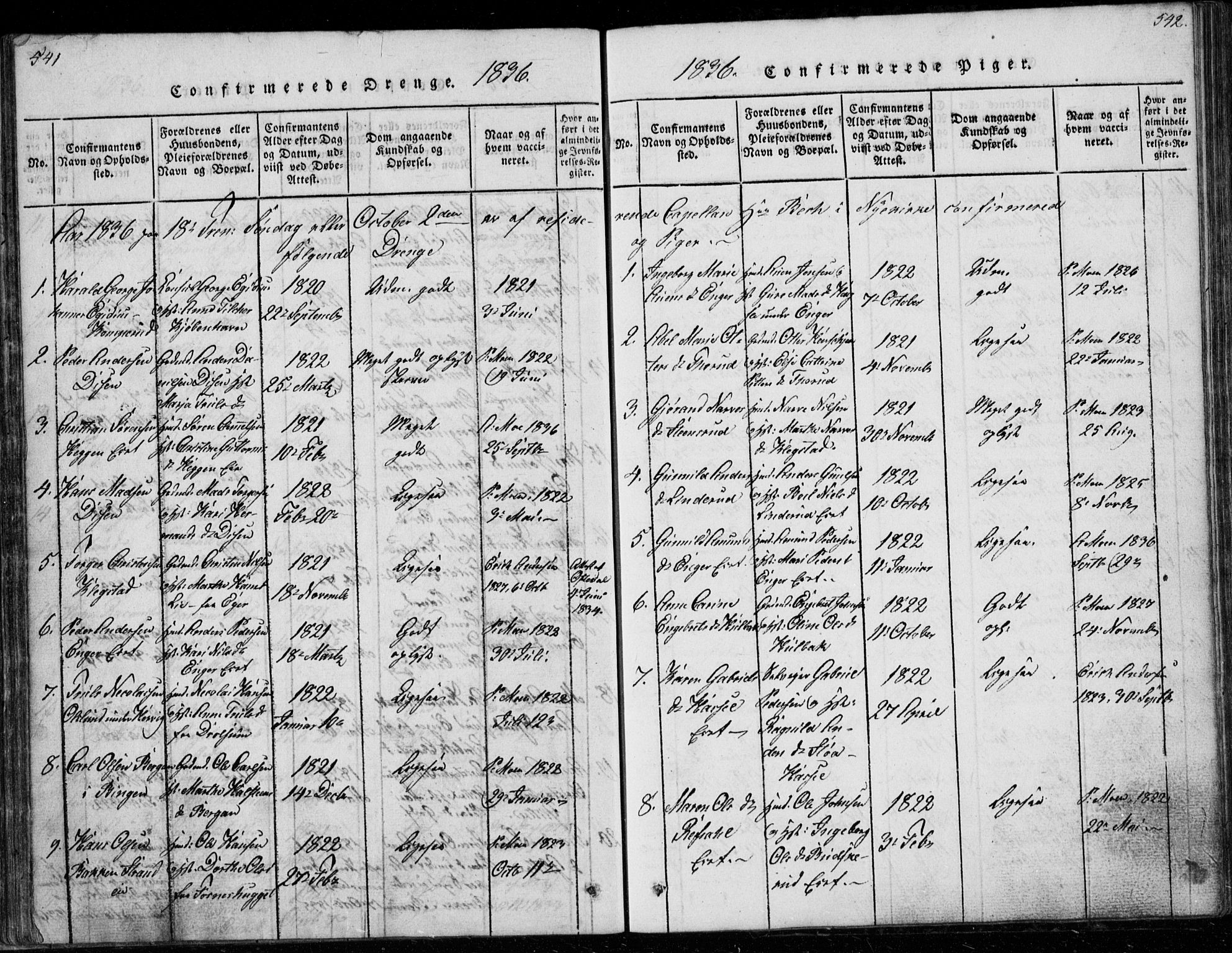 Modum kirkebøker, AV/SAKO-A-234/G/Ga/L0003: Parish register (copy) no. I 3, 1832-1842, p. 541-542