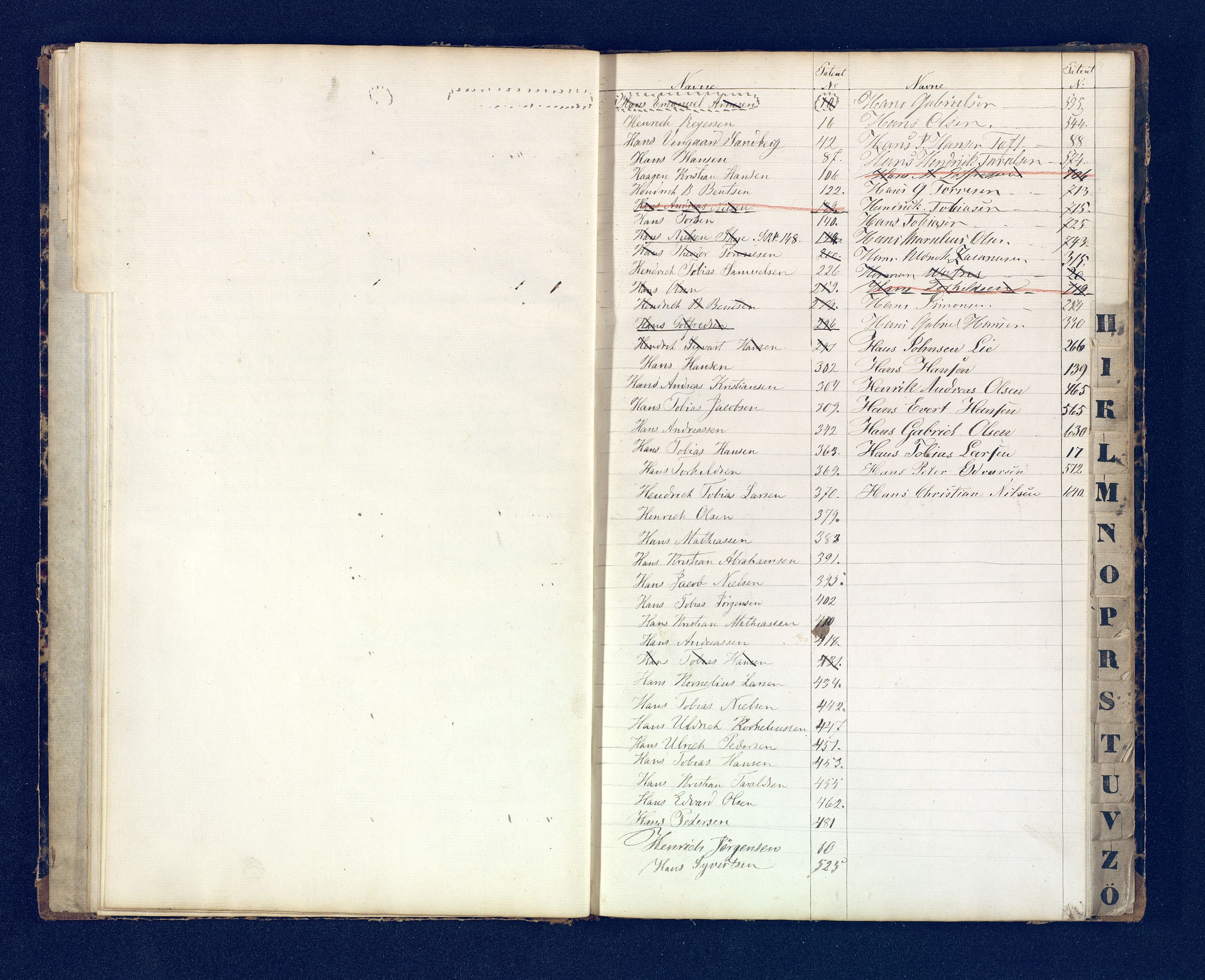 Mandal mønstringskrets, SAK/2031-0016/F/Fb/L0017/0001: Register til annontasjonsrulle og hovedrulle, Y-37 / Register til hovedrulle Y-19 (2 stykker), 1860-1866, p. 59