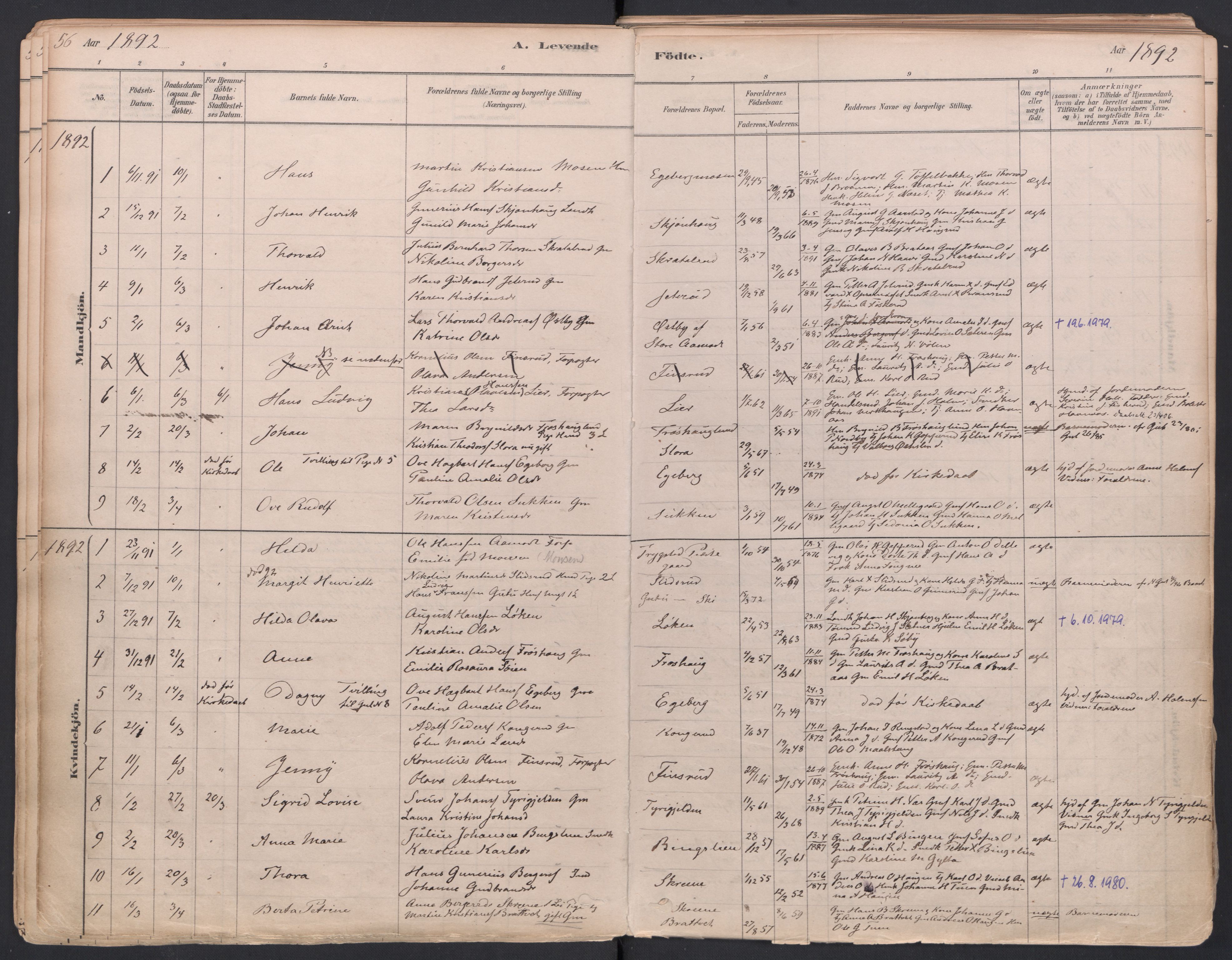 Trøgstad prestekontor Kirkebøker, AV/SAO-A-10925/F/Fa/L0010: Parish register (official) no. I 10, 1878-1898, p. 56