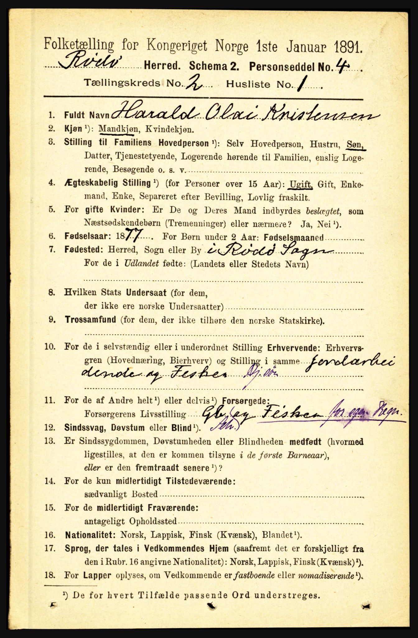 RA, 1891 census for 1836 Rødøy, 1891, p. 234