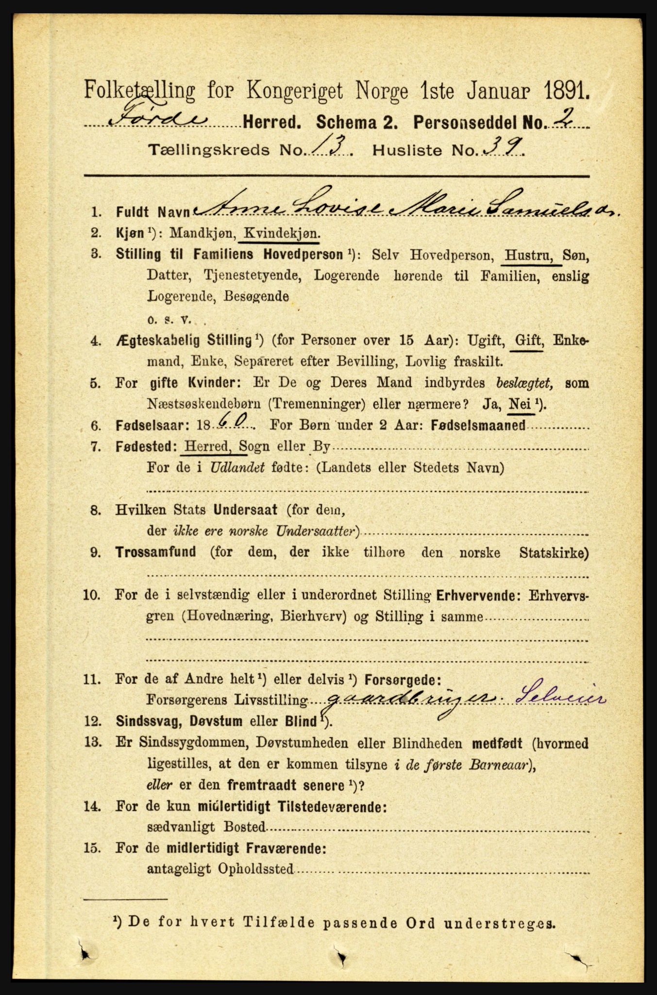 RA, 1891 census for 1432 Førde, 1891, p. 4799