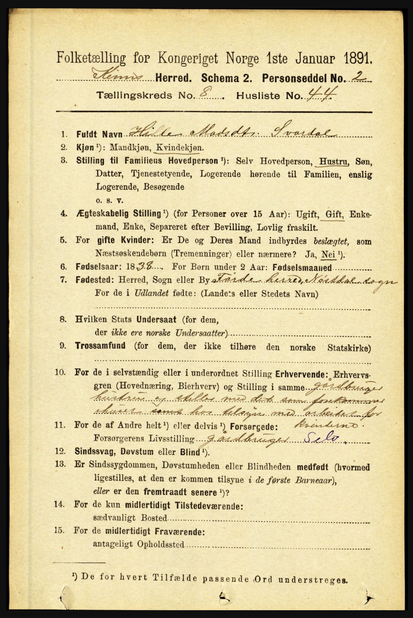 RA, 1891 census for 1437 Kinn, 1891, p. 3380